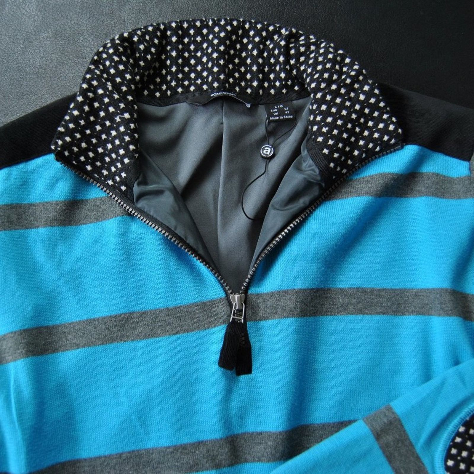 Other Abacus Large Lined Quarter Zip Sweater Blue Gray Stripes Size US L / EU 52-54 / 3 - 2 Thumbnail