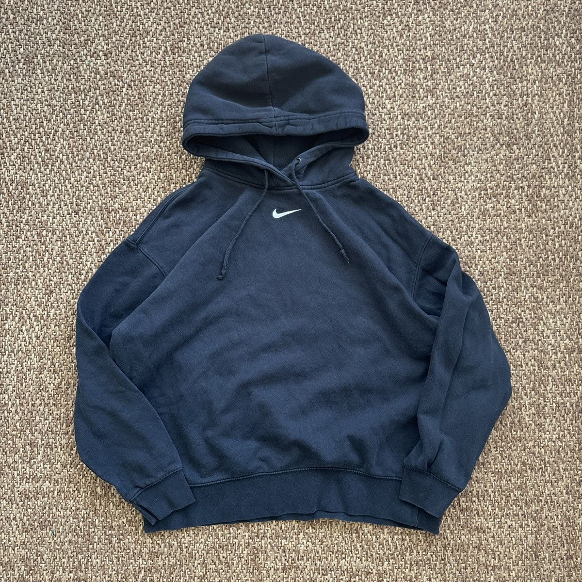 Nike Vintage Y2K Nike embroidered swoosh hoodie black rare large Grailed