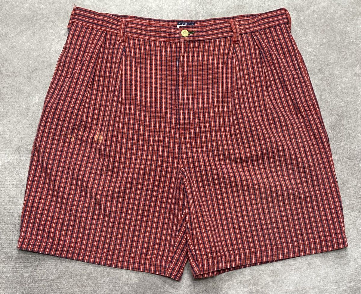 Tommy Hilfiger 90’s Vintage Tommy Hilfiger Red & Navy Plaid Chino Shorts Size US 38 / EU 54 - 1 Thumbnail