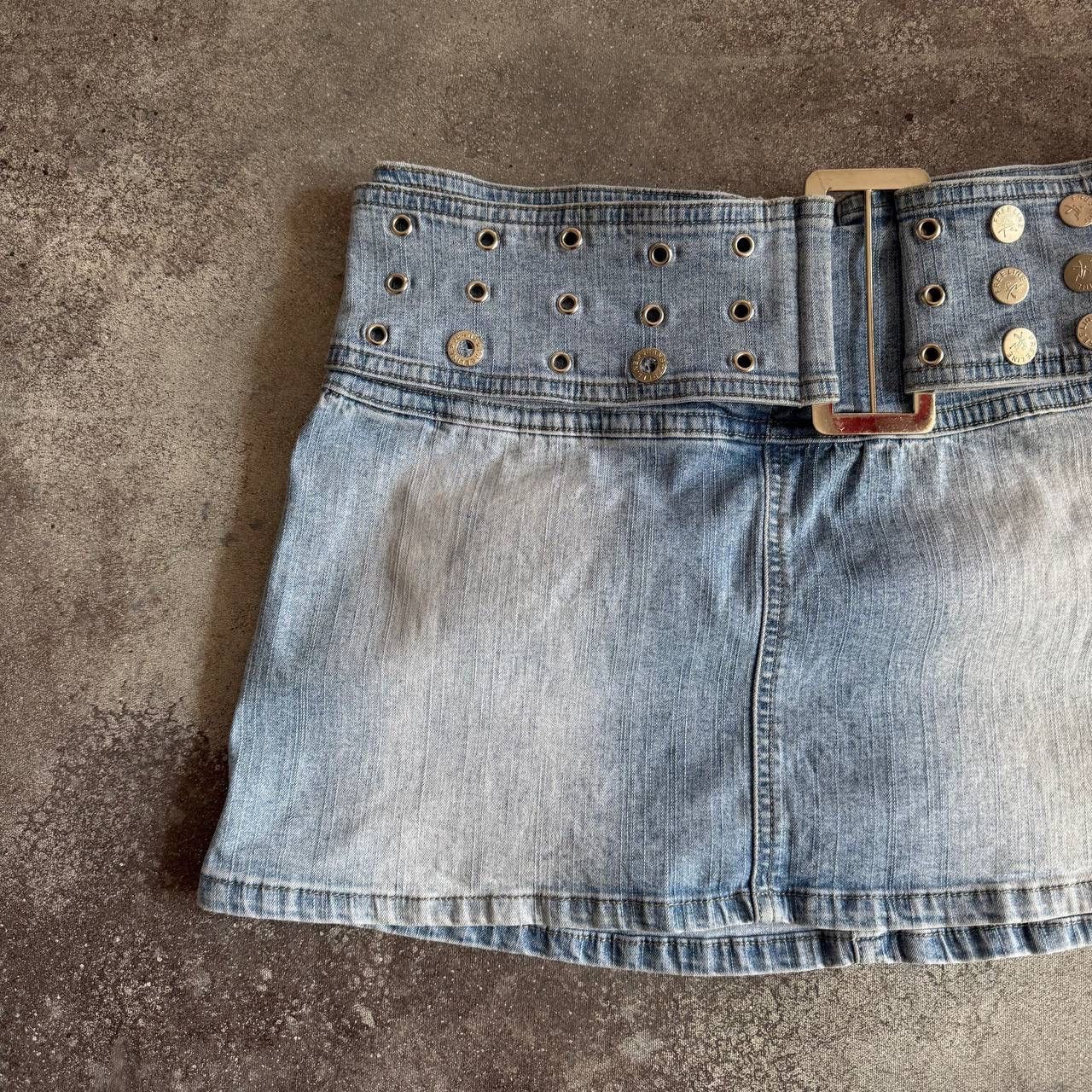 20471120 × Vintage Amazing Super Sexy Y2K Vintage Glam Washed Denim Mini Skirt Size 27" / US 4 / IT 40 - 3 Thumbnail