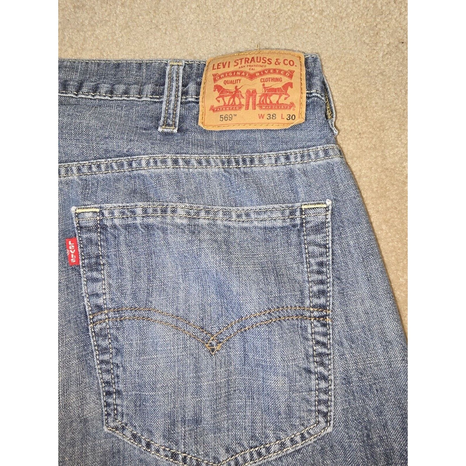 Levi's Y2K Levis 569 Loose Straight Jeans Mens 38x30 Blue Wide Leg Size US 38 / EU 54 - 4 Thumbnail