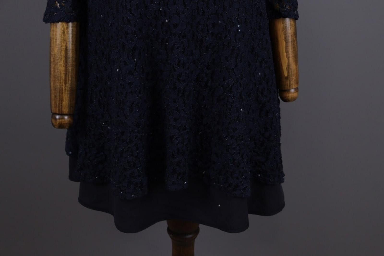 Designer Claudie Pierlot Blue Floral Mesh Evening Midi Dress Size 38 Size M / US 6-8 / IT 42-44 - 2 Thumbnail