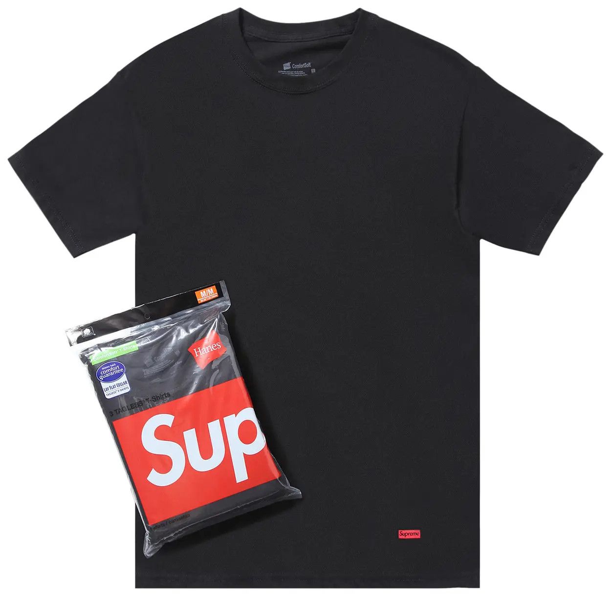 Hanes × Supreme Supreme Hanes Basic Solid Tee Black Size US XXL / EU 58 / 5 - 2 Thumbnail