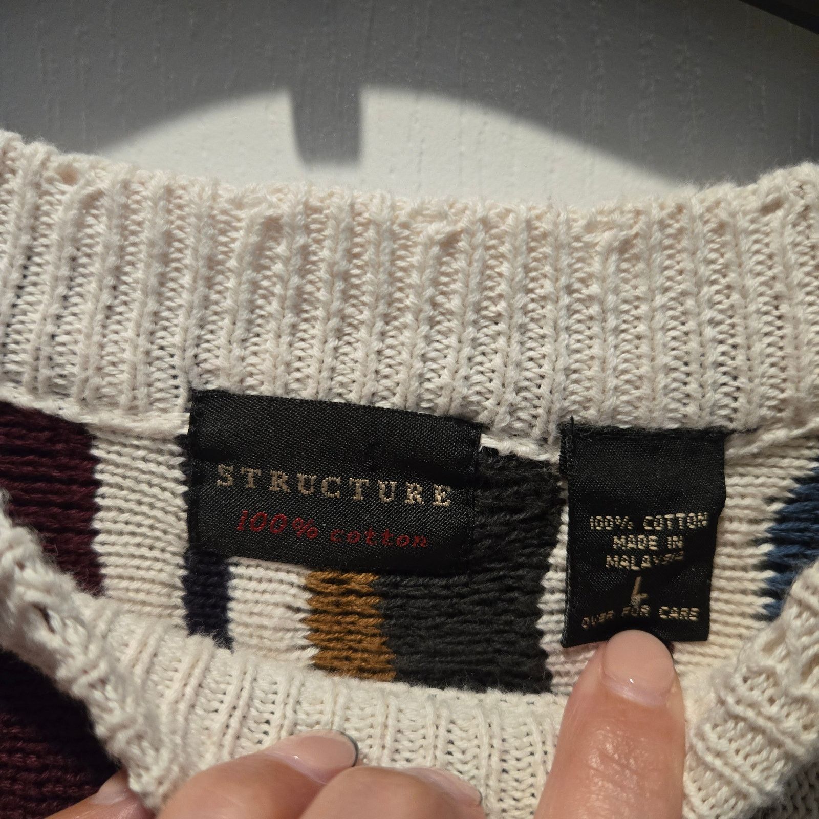 Structure Vtg Structure sweater men L Coogi style texture 100% cotton Size US L / EU 52-54 / 3 - 3 Thumbnail