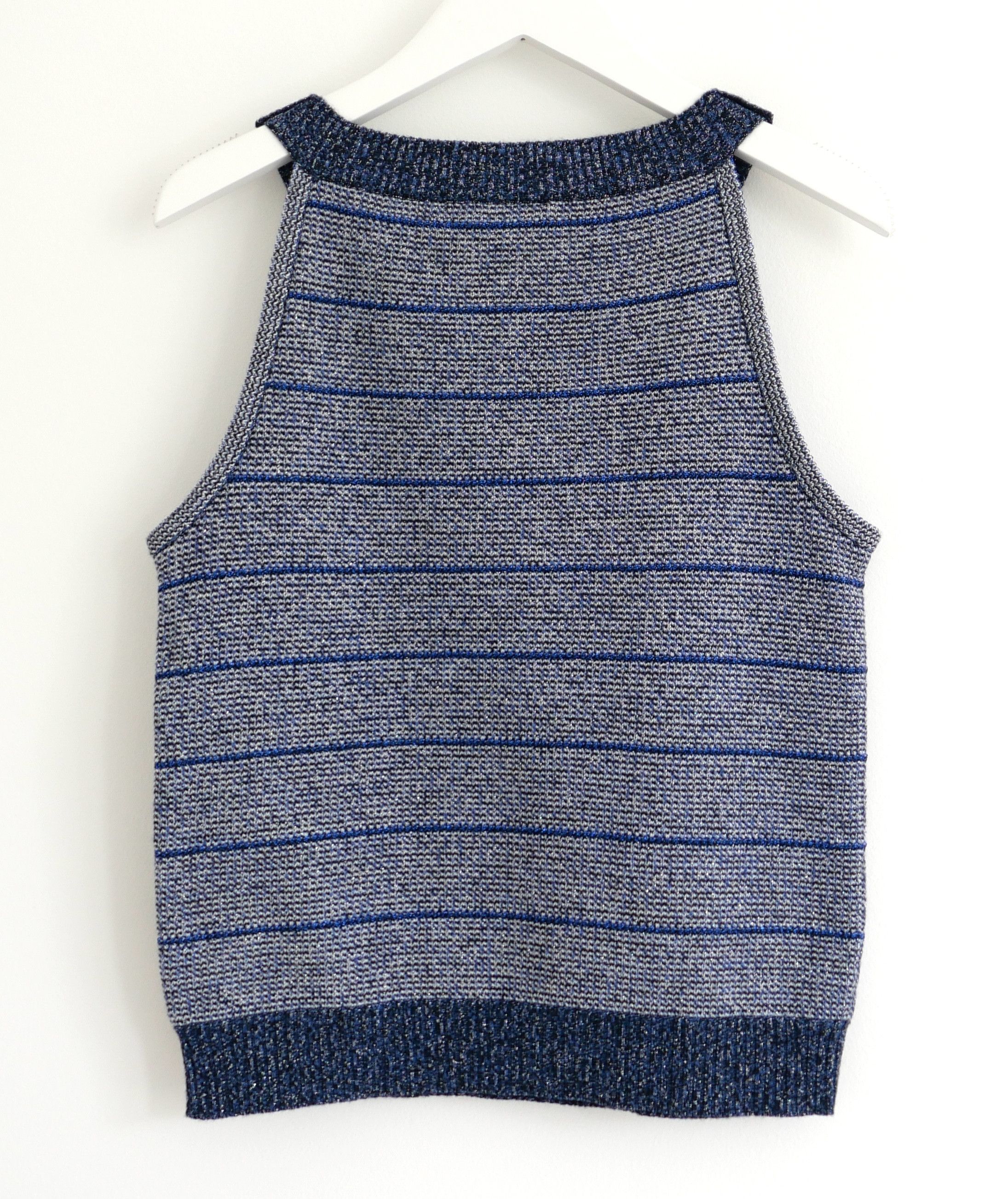Chanel Chanel Spring 2017 Navy & Silver Striped CC Button Knit Top Size XS / US 0-2 / IT 36-38 - 5 Thumbnail