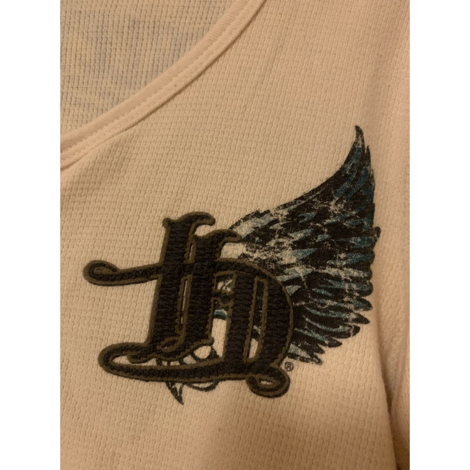 Harley Davidson VINTAGE Harley-Davidson Shirt Light Tan Long Sleeve 1/4 Button Up Women Large Womens Size L / US 10 / IT 46 - 2 Thumbnail