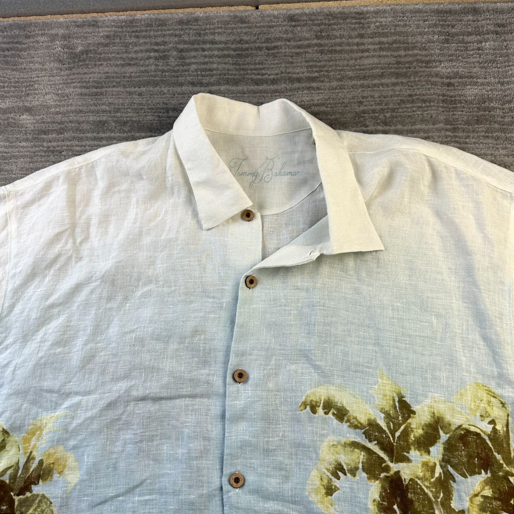 Tommy Bahama Tommy Bahama Shirt Mens 2XL XXL Blue Linen Panel Back All Over Print Size US XXL / EU 58 / 5 - 4 Thumbnail