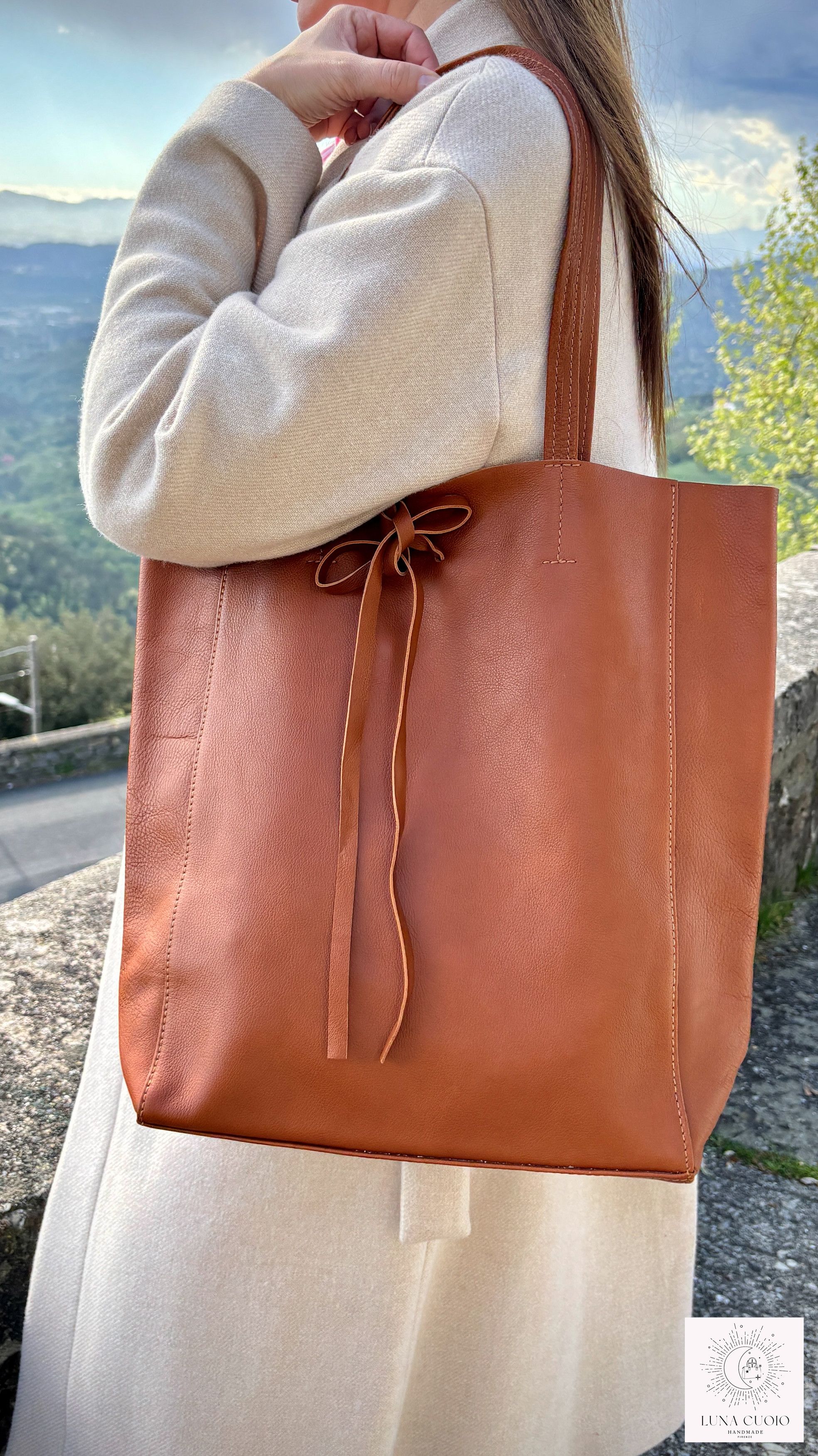 Vera Pelle Tan Leather Tote Bag From Italy Size ONE SIZE - 3 Thumbnail