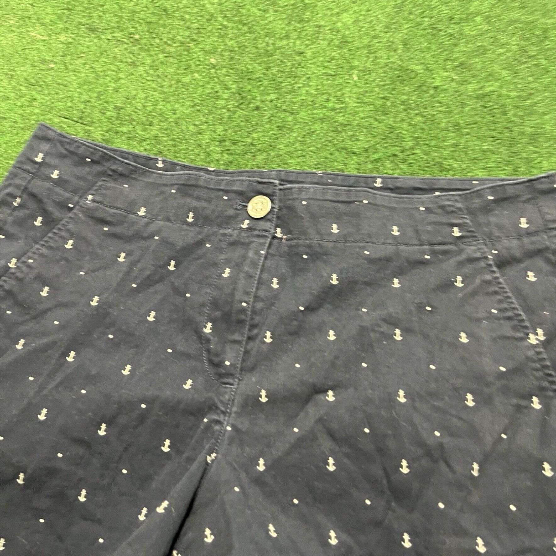 Nautica Nautica Women's Comfort Tailored Stretch Cotton Shorts Navy White Anchors Sz 8 Size 30" / US 8 / IT 44 - 2 Thumbnail