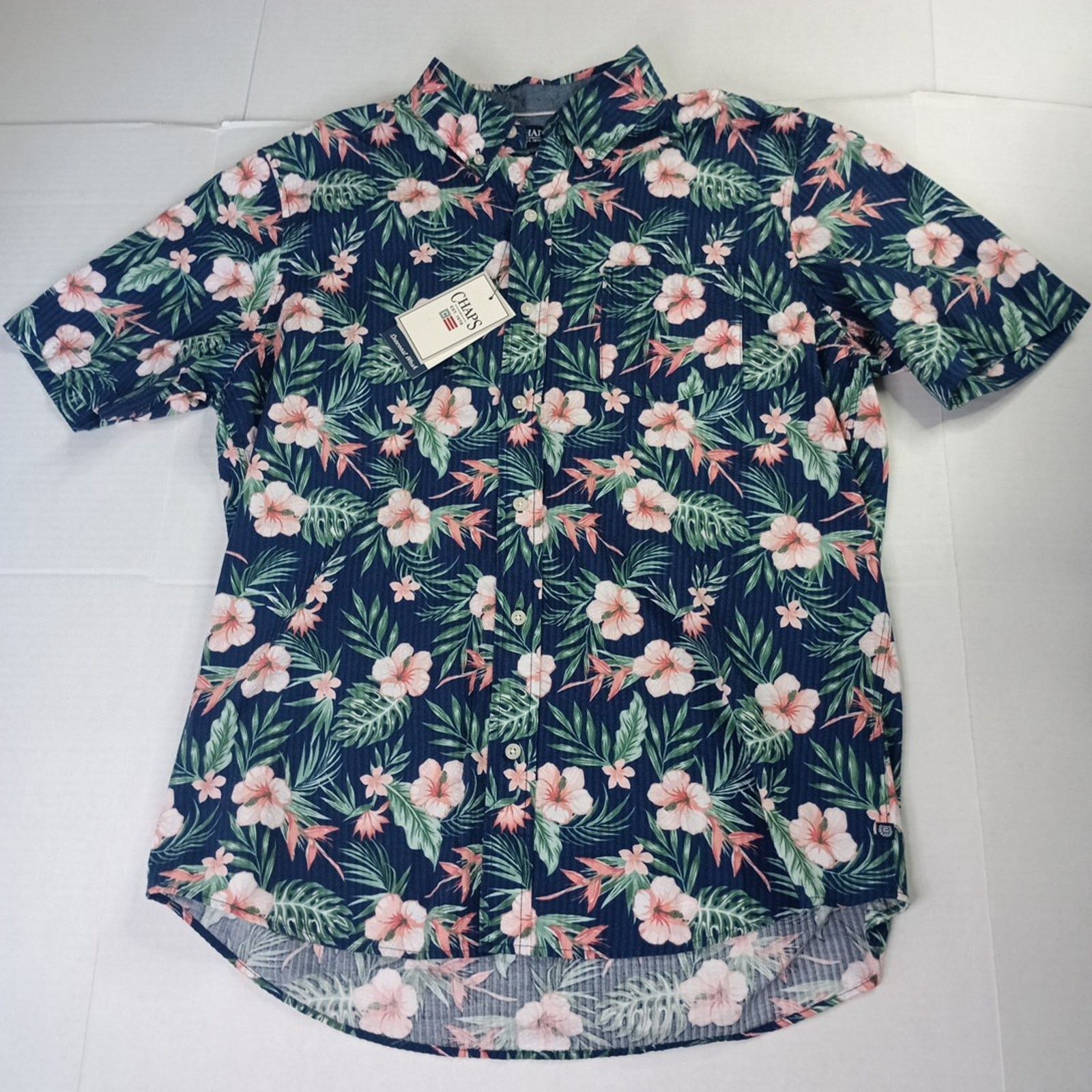Chaps Chaps Floral Seersucker Woven Shirt Men's Size L Navy Size US L / EU 52-54 / 3 - 1 Thumbnail