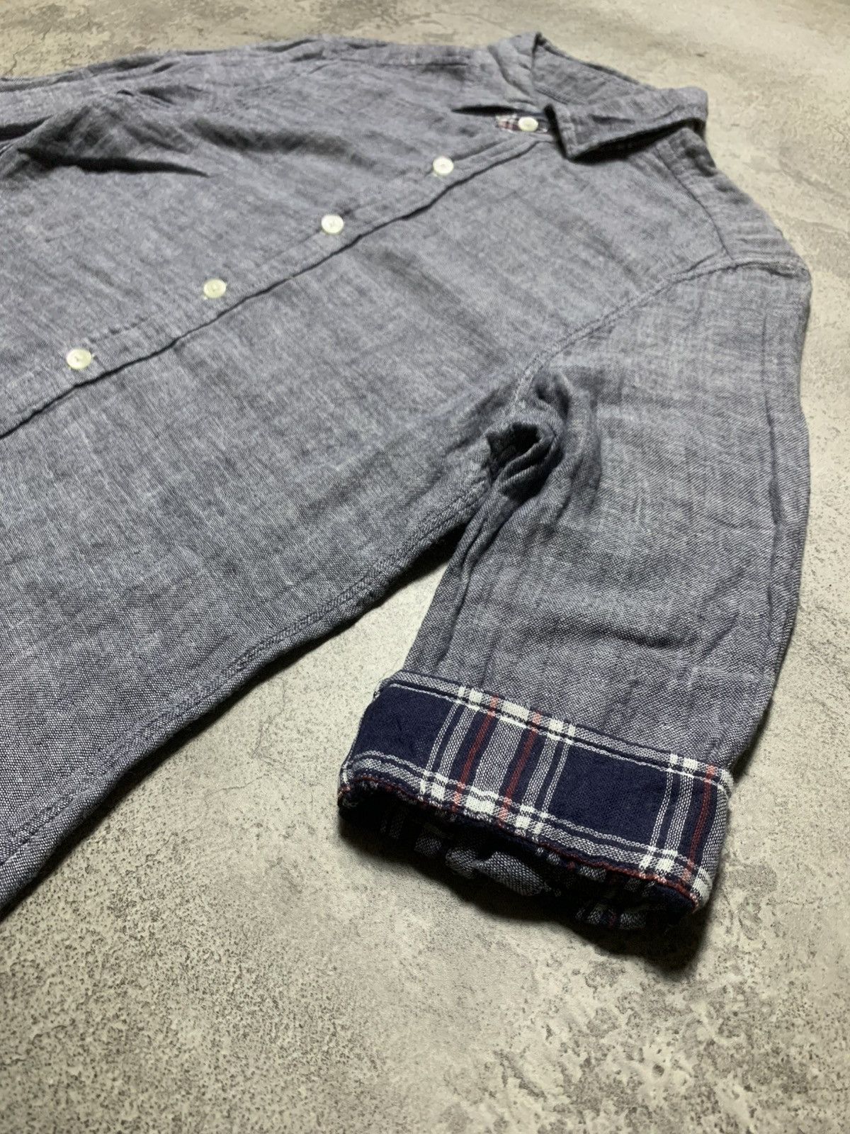 Katharine Hamnett London Katharine Hamnett - Reversible-Style Chambray × Plaid Shirt Size US M / EU 48-50 / 2 - 4 Thumbnail