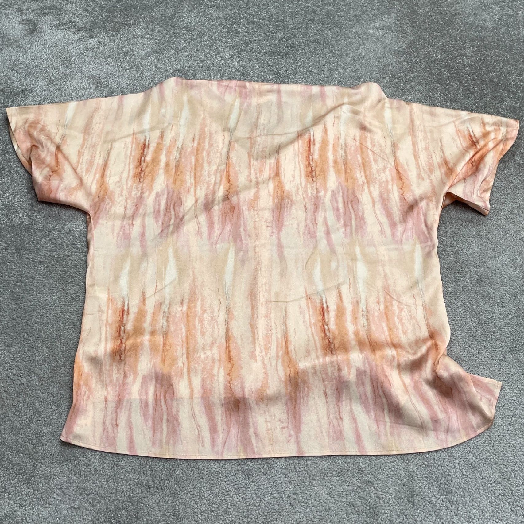 Andrew Marc Andrew Marc Blouse Womens Large Peach Tie-Dye V-Neck Casual NWT Size L / US 10 / IT 46 - 2 Thumbnail