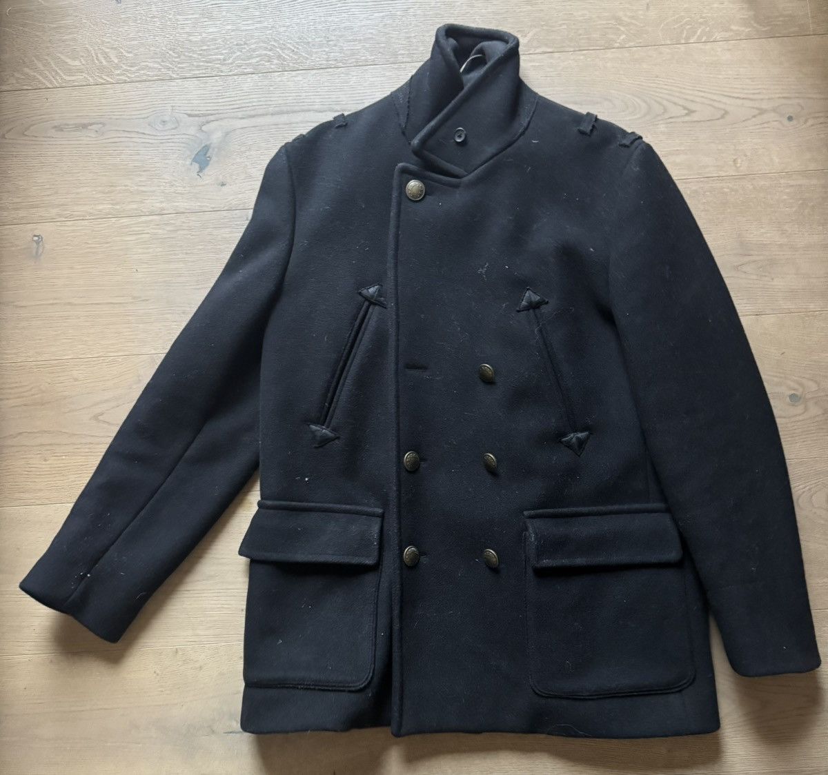 Marc Jacobs Marc Jacobs Wool Peacoat Structured Black Outerwear Classic Size US XL / EU 56 / 4 - 2 Thumbnail