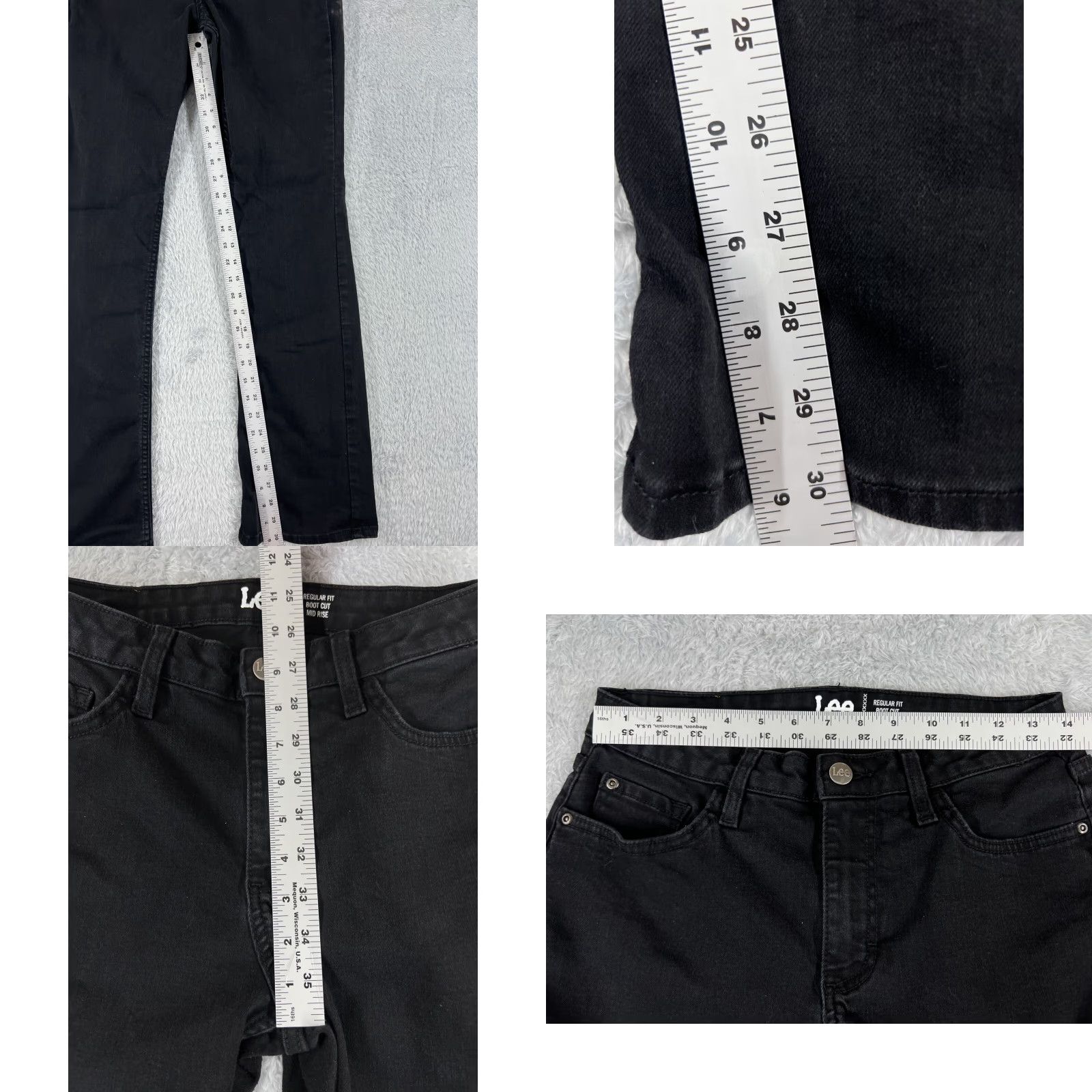 Lee Lee Jeans Womens 8 Black Denim Bootcut Western Mid Cotton Blend Size 30" / US 8 / IT 44 - 8 Thumbnail