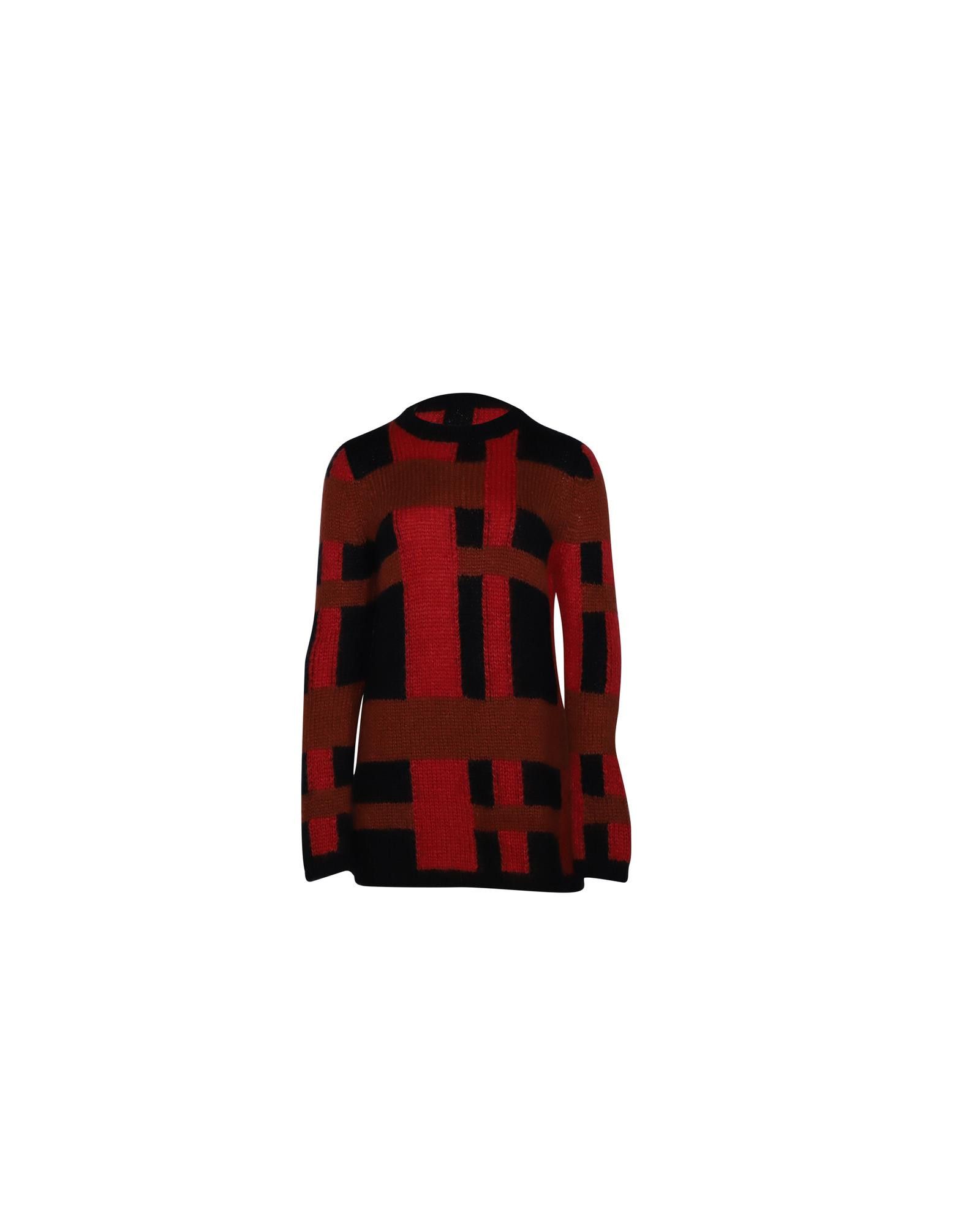 image of Tods Rocking Retro Red Mohair Jumper in Black Print, Women's (Size Small)