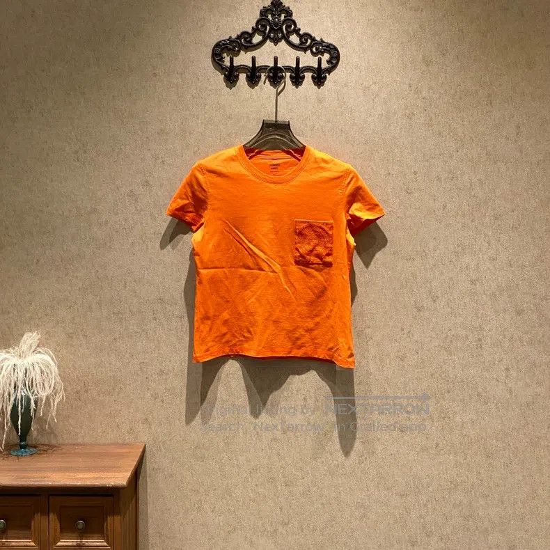 Hermes Hermes Orange Embroidered Logo Pocket Short Sleeve Size S / US 4 / IT 40 - 1 Thumbnail