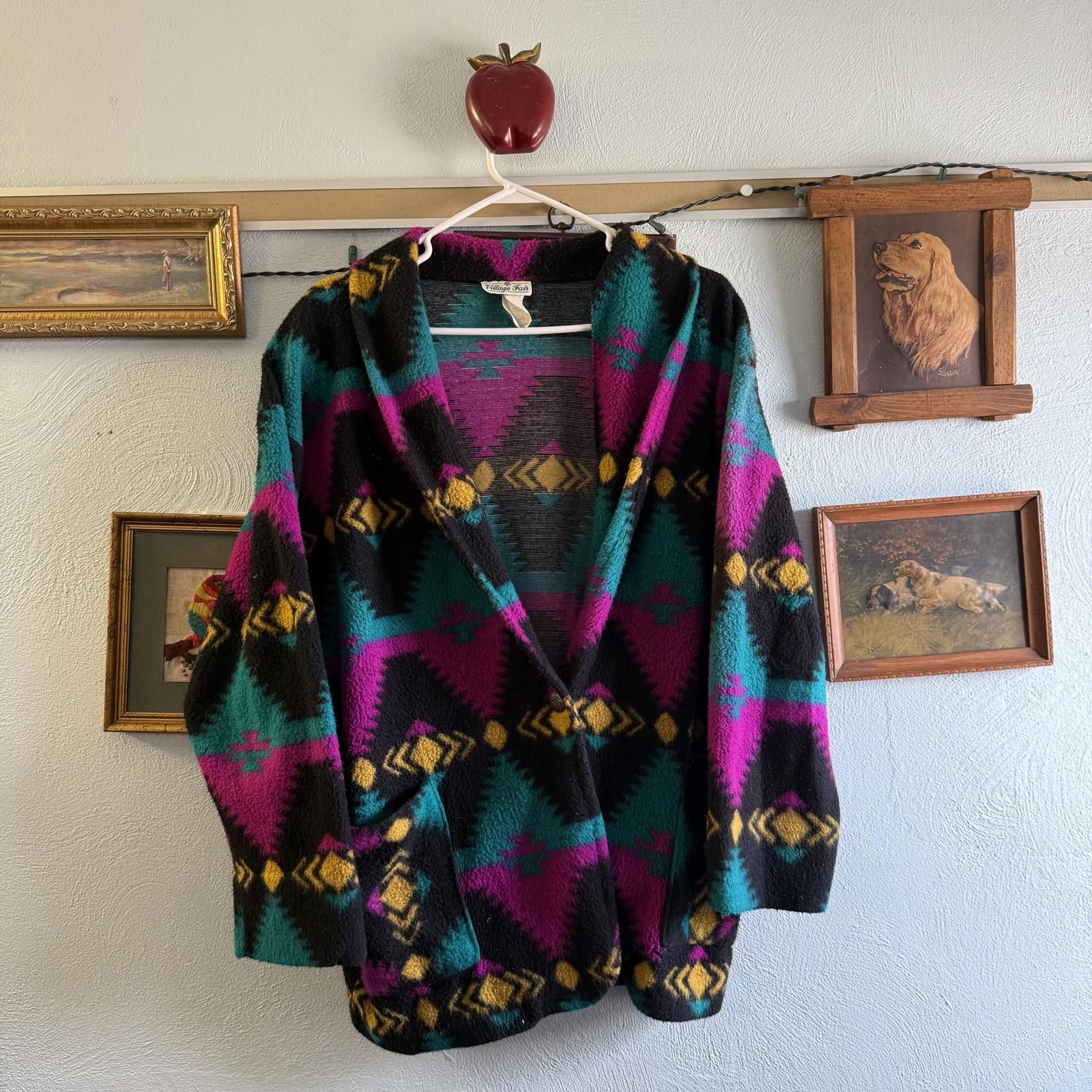 Designer Vintage Village Fair Aztec Boho One Button Cardigan Blazer Size M / US 6-8 / IT 42-44 - 1 Thumbnail