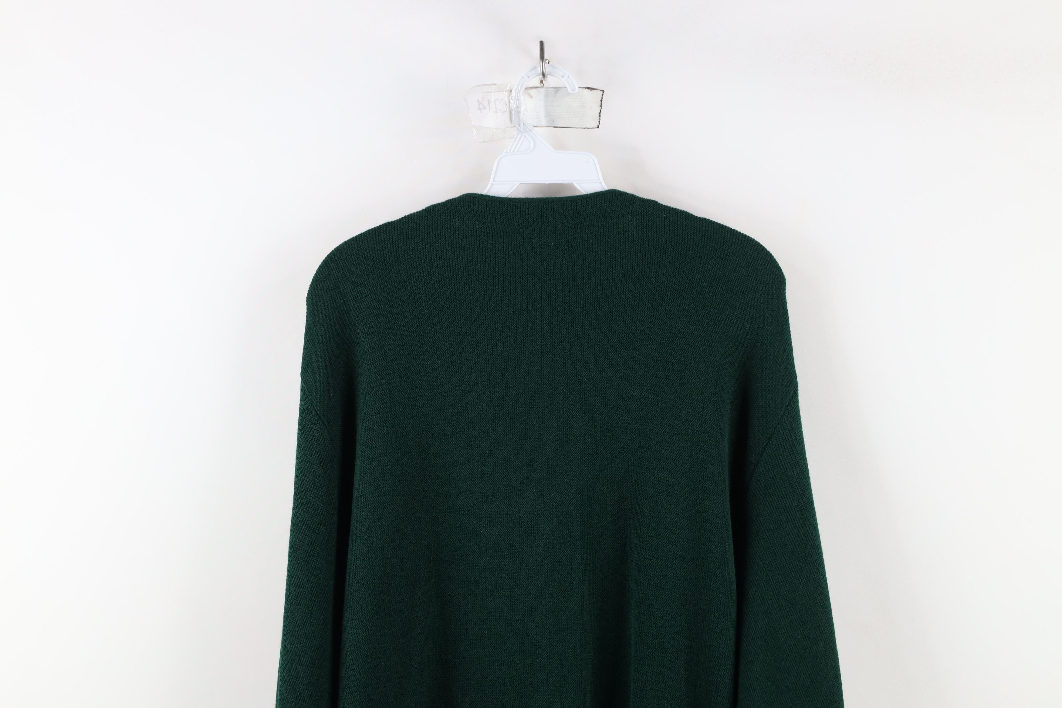 Izod × Vintage Vintage 90s Izod Knit Cardigan Sweater Hunter Green Acrylic Size US L / EU 52-54 / 3 - 10 Thumbnail