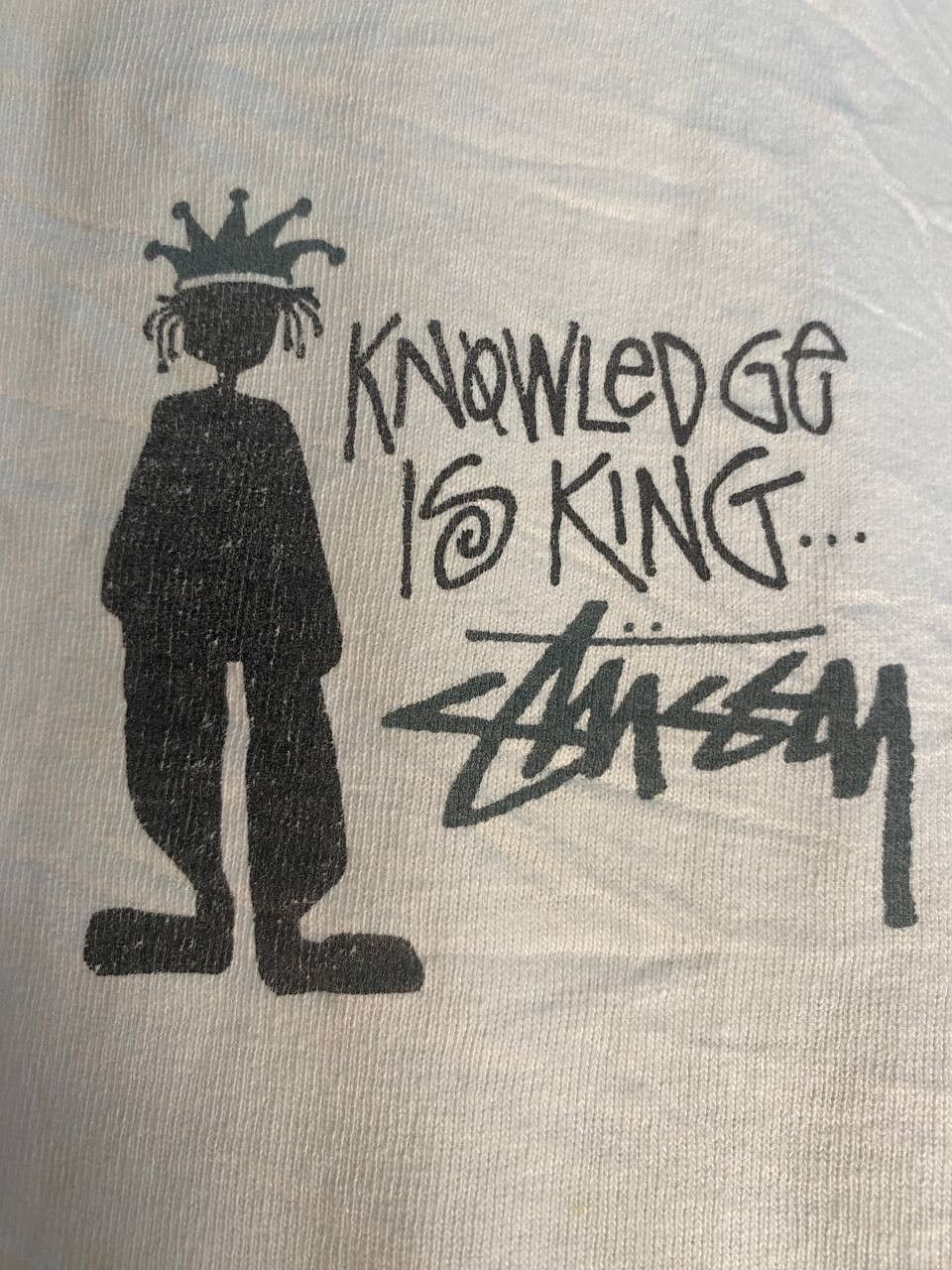 Stussy × Vintage RARE 90s STUSSY KNOWLEDGE IS KING WHITE VINTAGE Size US XL / EU 56 / 4 - 3 Thumbnail