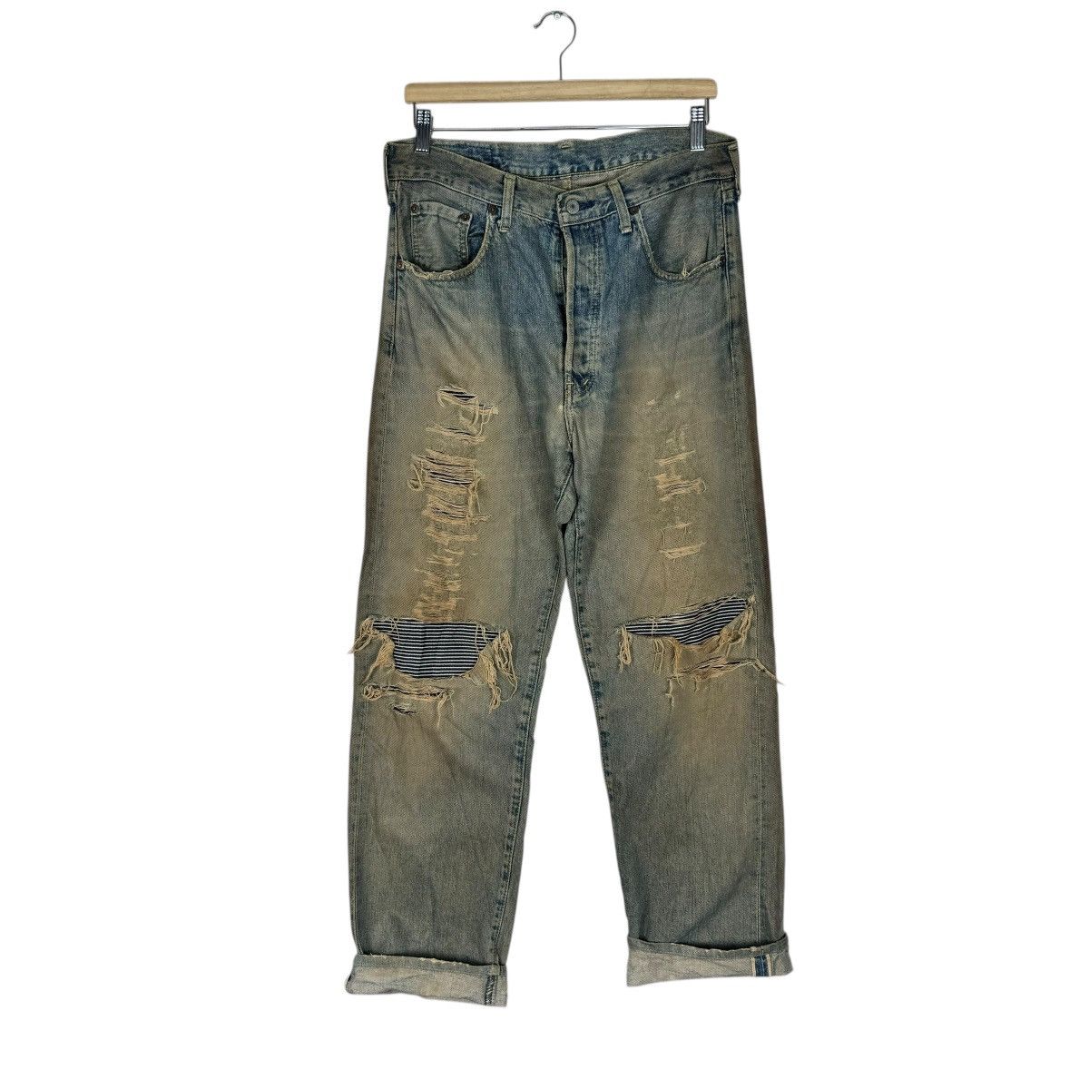 Levi's ☀️LEVI’S 503 BIG E J22 PATCHWORK DENIM JEANS PANTS Size US 32 / EU 48 - 2 Thumbnail