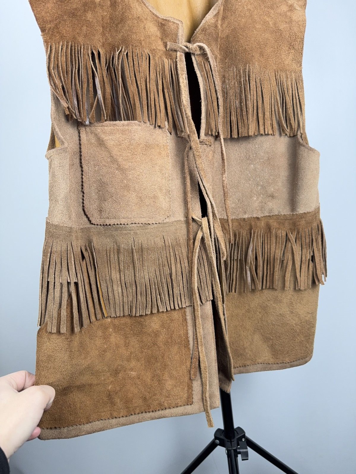 Genuine Leather Vintage Cowboy USA Suede Fringe Vest Western Boho Leather Size US M / EU 48-50 / 2 - 6 Thumbnail