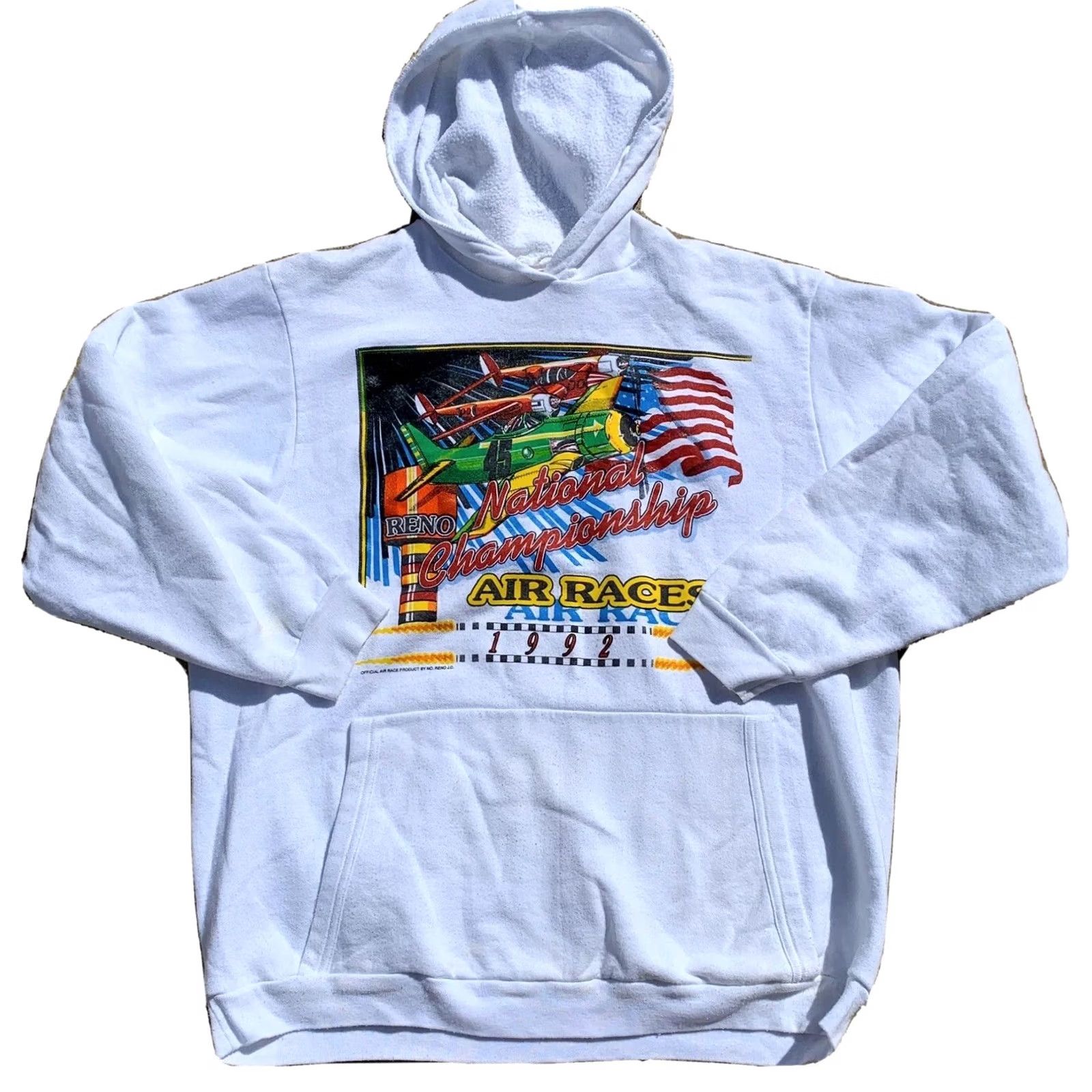 Vintage VINTAGE Reno Air Races 1992 National Championship Hoodie Sweatshirt 2X 90s XXL All Texas T’s White 2XL Mens Pullover Graphic Print Racing Size US XXL / EU 58 / 5 - 3 Thumbnail