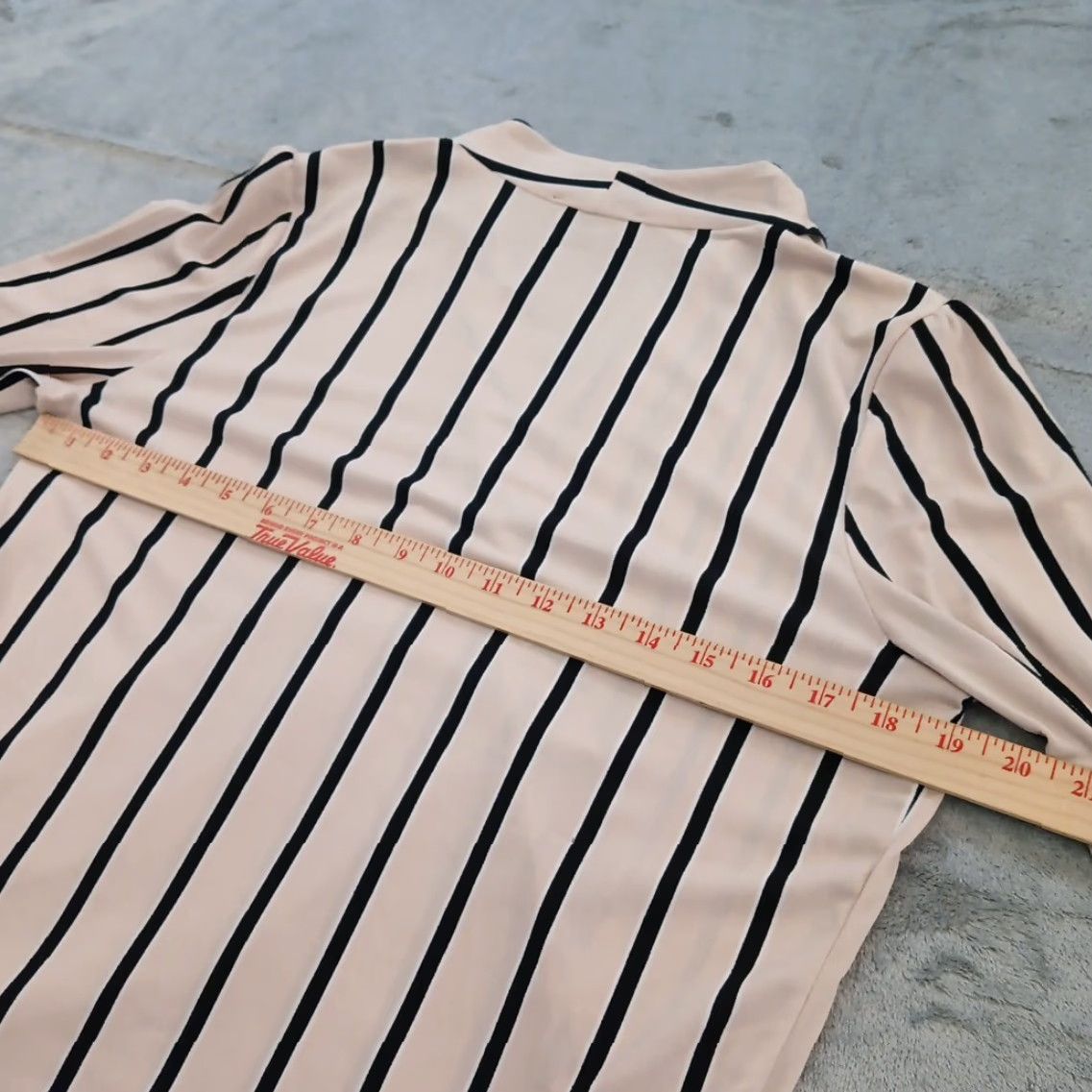 Adrianna Papell Adriana Papell Shirt Womens Medium Pink Black Striped V-Neck Pullover Size M / US 6-8 / IT 42-44 - 7 Thumbnail