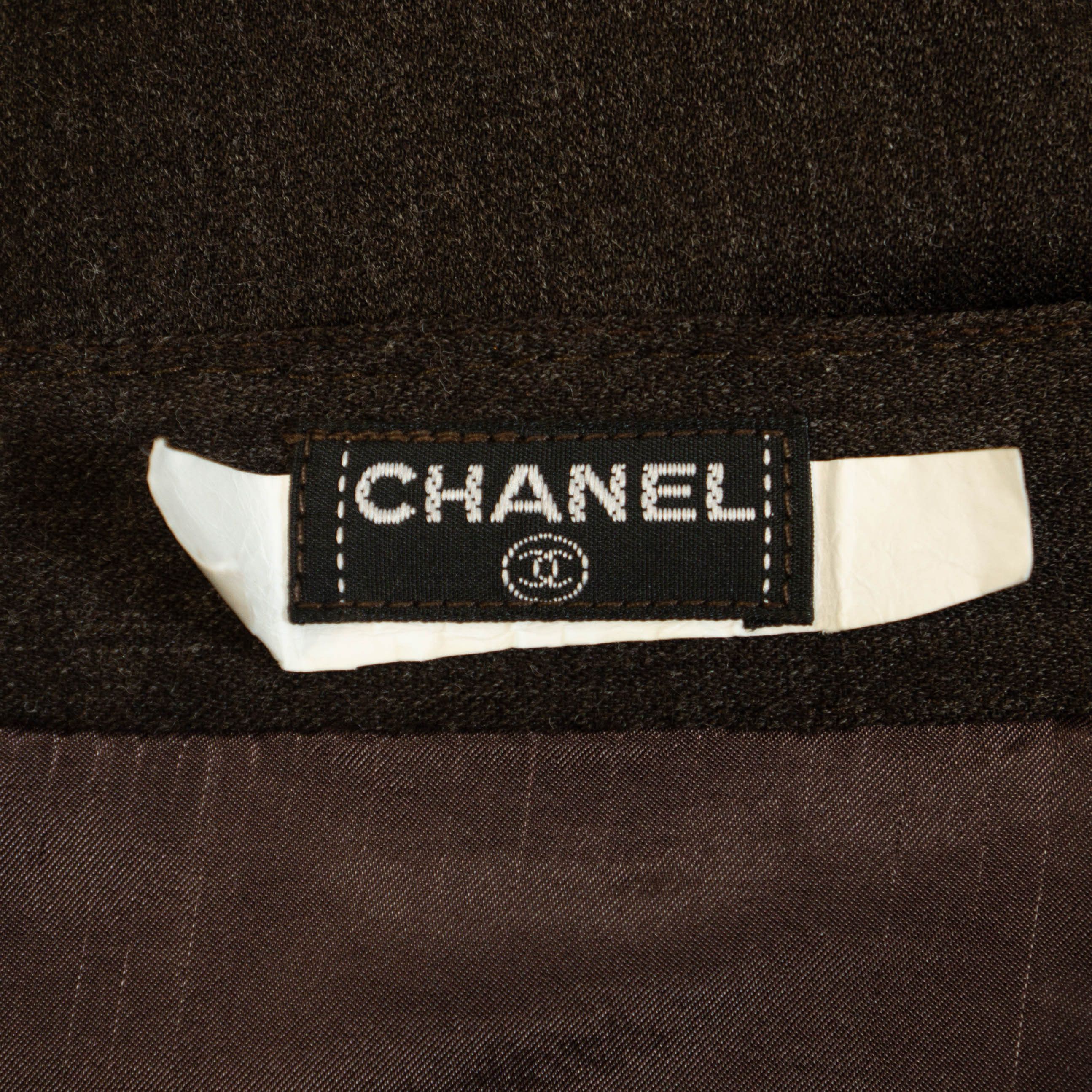 Chanel × Vintage CHANEL Logo Gray Wool Pencil Skirt Vintage 90s 00s Size 30" / US 8 / IT 44 - 8 Thumbnail