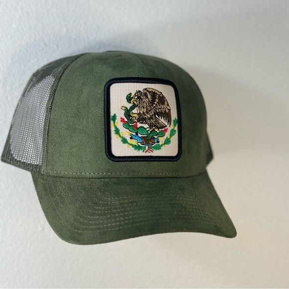 Designer NEW MEXICO SEAL GREEN SUEDE TRUCKER MESH CAP HAT Size ONE SIZE - 2 Thumbnail