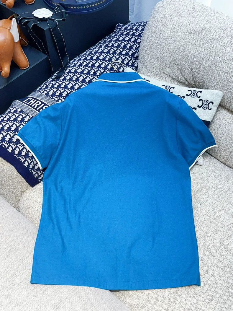 Loro Piana LORO PIANA Blue short-sleeved polo shirt Size US M / EU 48-50 / 2 - 2 Thumbnail