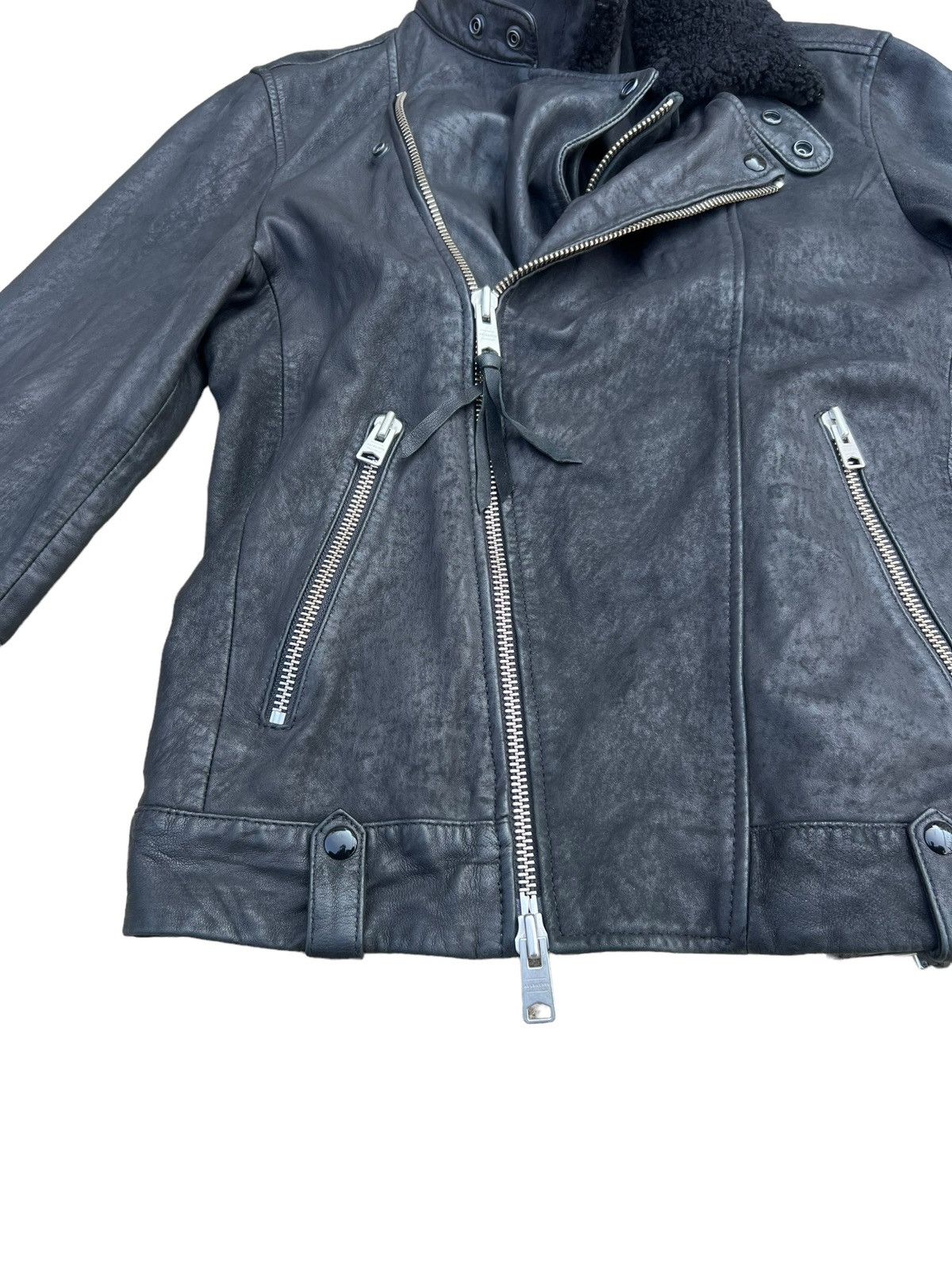 Allsaints AllSaints Shearling Collar Hanoi Leather Biker Jacket Size US S / EU 44-46 / 1 - 13 Thumbnail