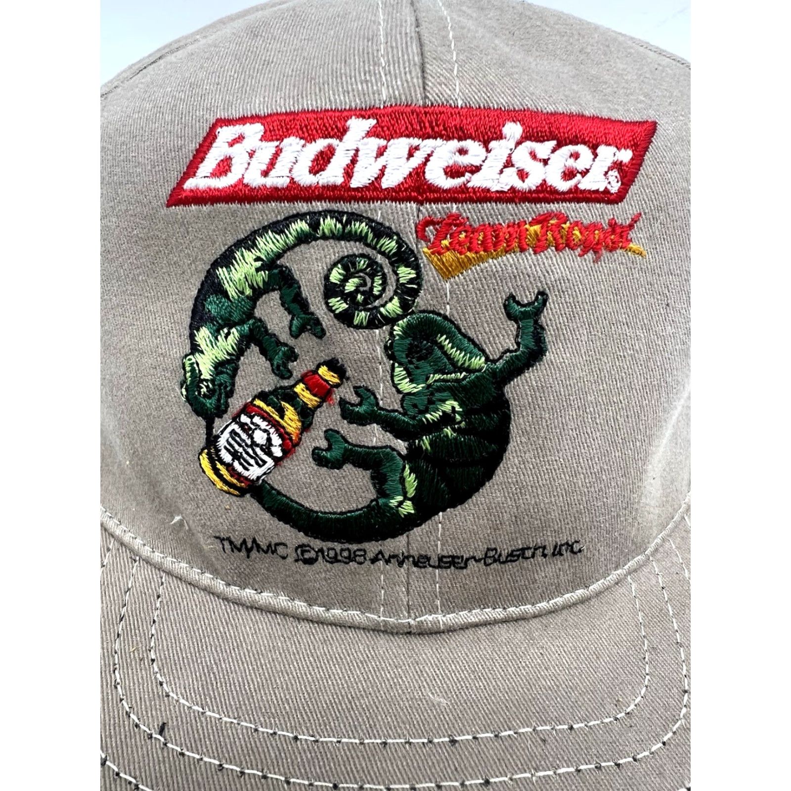 Budweiser VINTAGE Budweiser 1996 Team Roping Trucker Hat One Size Beige Adjustable Western Rodeo Mens Size ONE SIZE - 2 Thumbnail
