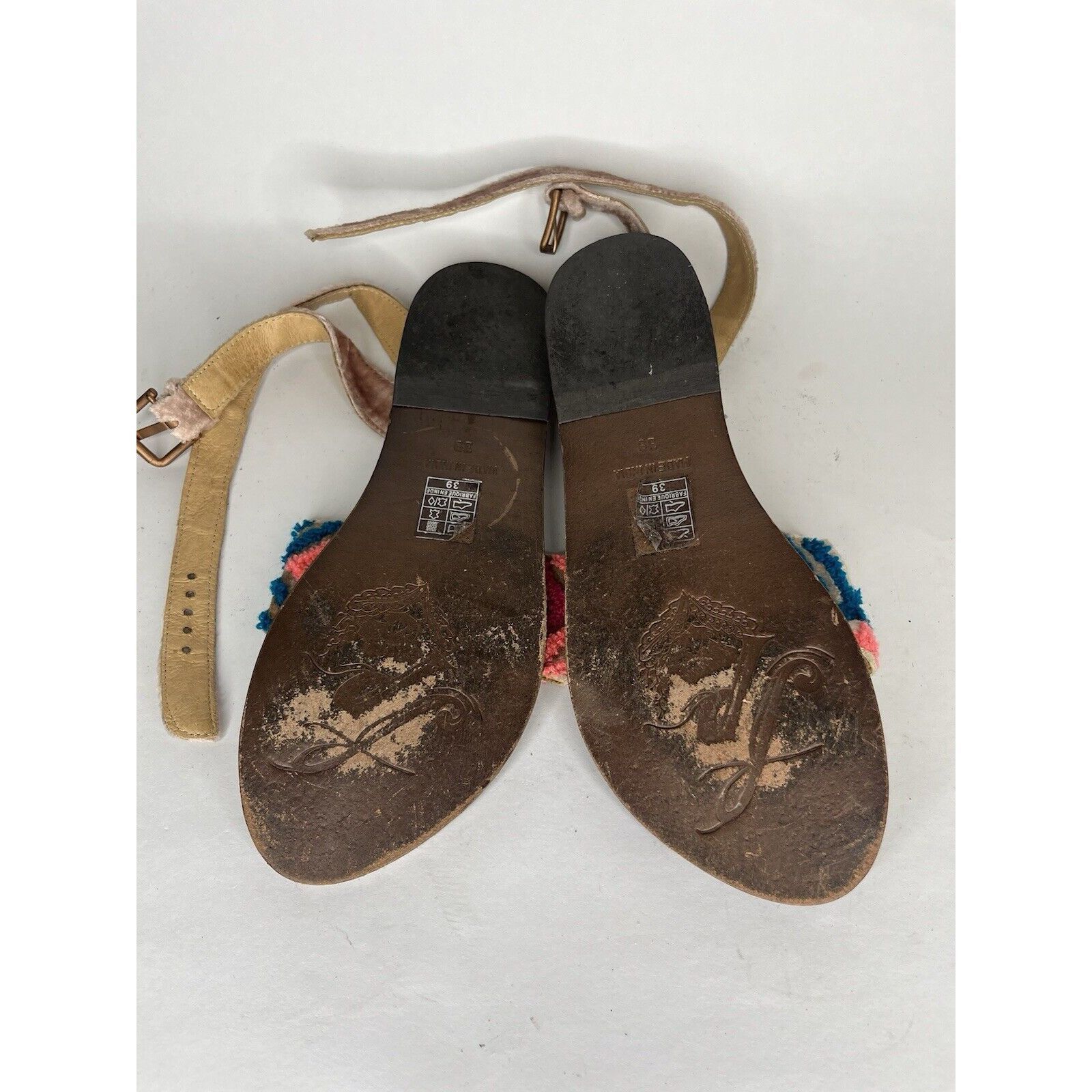 Free People Free People Pink Fabric Leather Aztec Pattern Toe Strap Sand Size US 8 / IT 38 - 8 Thumbnail