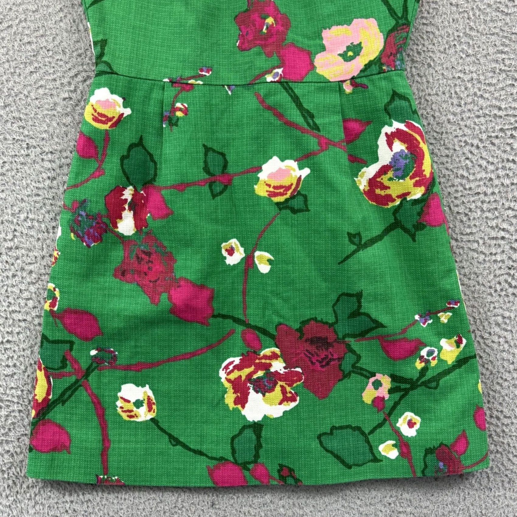 J.Crew J.CREW Shift Dress Womens 4 Green Floral Garden Party Boho Preppy Casual Outdoor Sleeveless Pleated Short Dress Green Floral Pattern 4 Womens Size S / US 4 / IT 40 - 3 Thumbnail