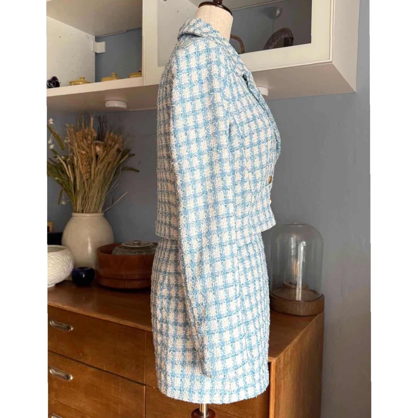Jason Wu Jason Wu Tweed Plaid Cropped Blazer & Skort Set Suit Blue White Size 6 Multicolor Womens Short Sleeve Jacket Skirt 2 Piece Size M / US 6-8 / IT 42-44 - 3 Thumbnail