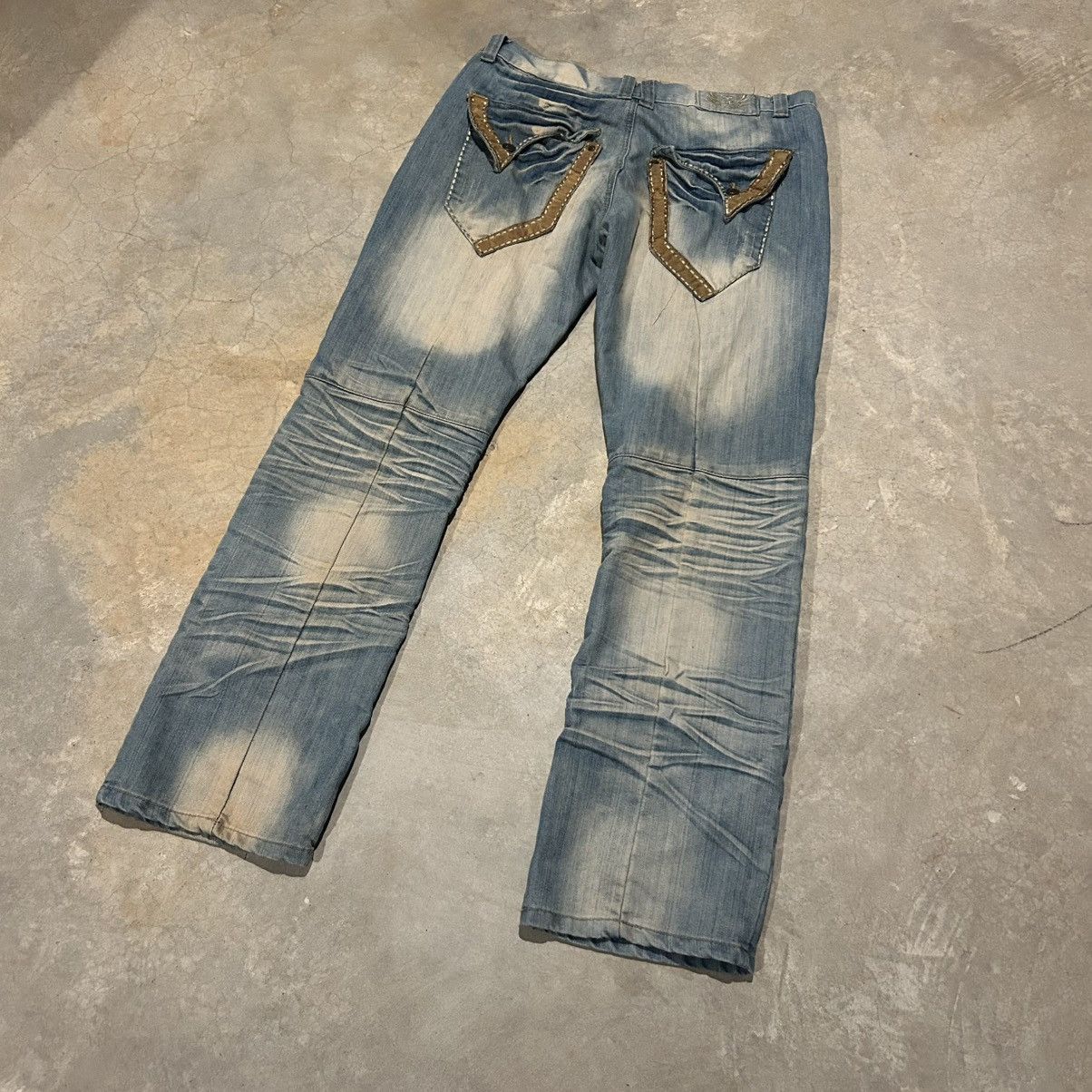 Japanese Brand × Vintage Crazy Vintage Y2K Faded Flap Pocket Baggy Jeans Cyber Skater Size US 34 / EU 50 - 2 Thumbnail
