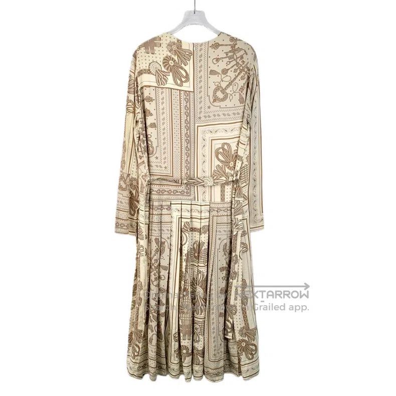 Hermes Hermes Multicolor Printed Silk Crepe Long Sleeve Pleated D Size S / US 4 / IT 40 - 2 Thumbnail