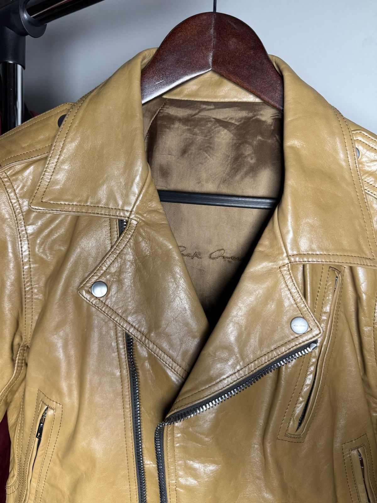 Rick Owens Rick Owens Honey High-Neck Leather Jacket – FW21 Size US M / EU 48-50 / 2 - 9 Thumbnail