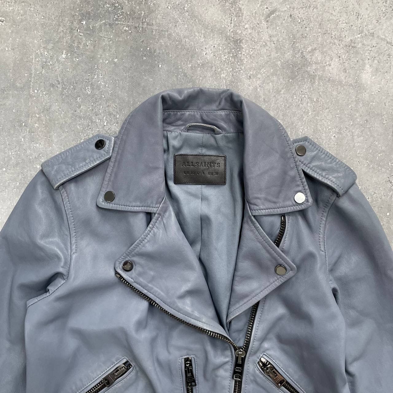 Allsaints Allsaints Fern Biker Leather Jacket Women’s Blue Size EU 38 Size M / US 6-8 / IT 42-44 - 3 Thumbnail
