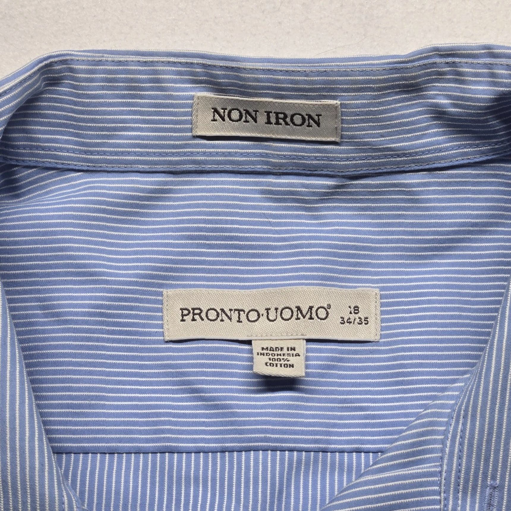 Pronto Uomo Pronto Uomo Shirt Mens 2XL Blue Button-Up Non-Iron Long Sleeve Pockets Cotton Regular Size US XXL / EU 58 / 5 - 3 Thumbnail