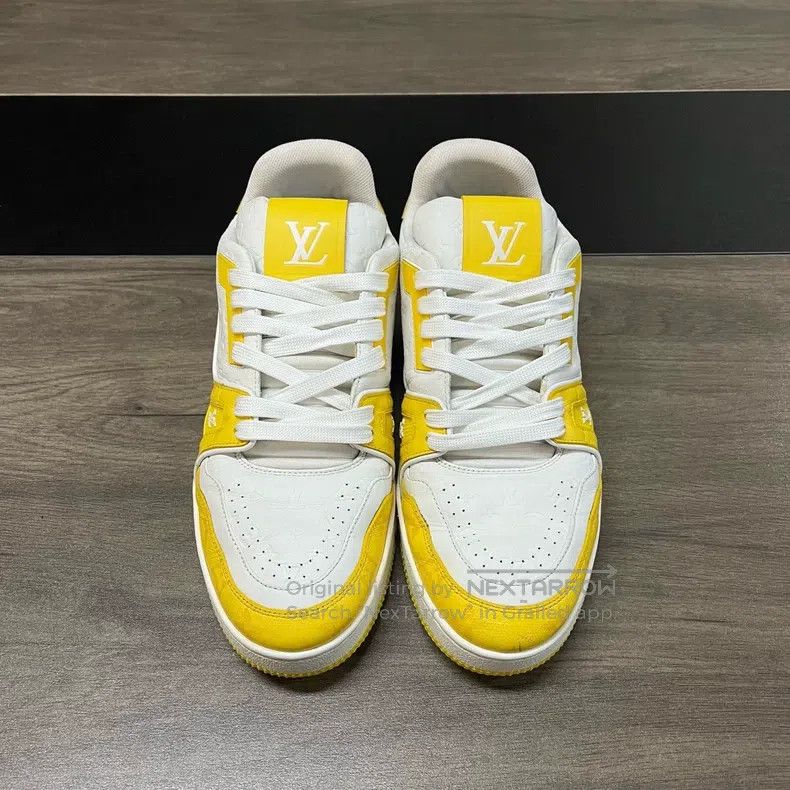 Louis Vuitton Louis Vuitton Trainer white and yellow relief shoes Size US 7.5 / EU 40-41 - 2 Thumbnail