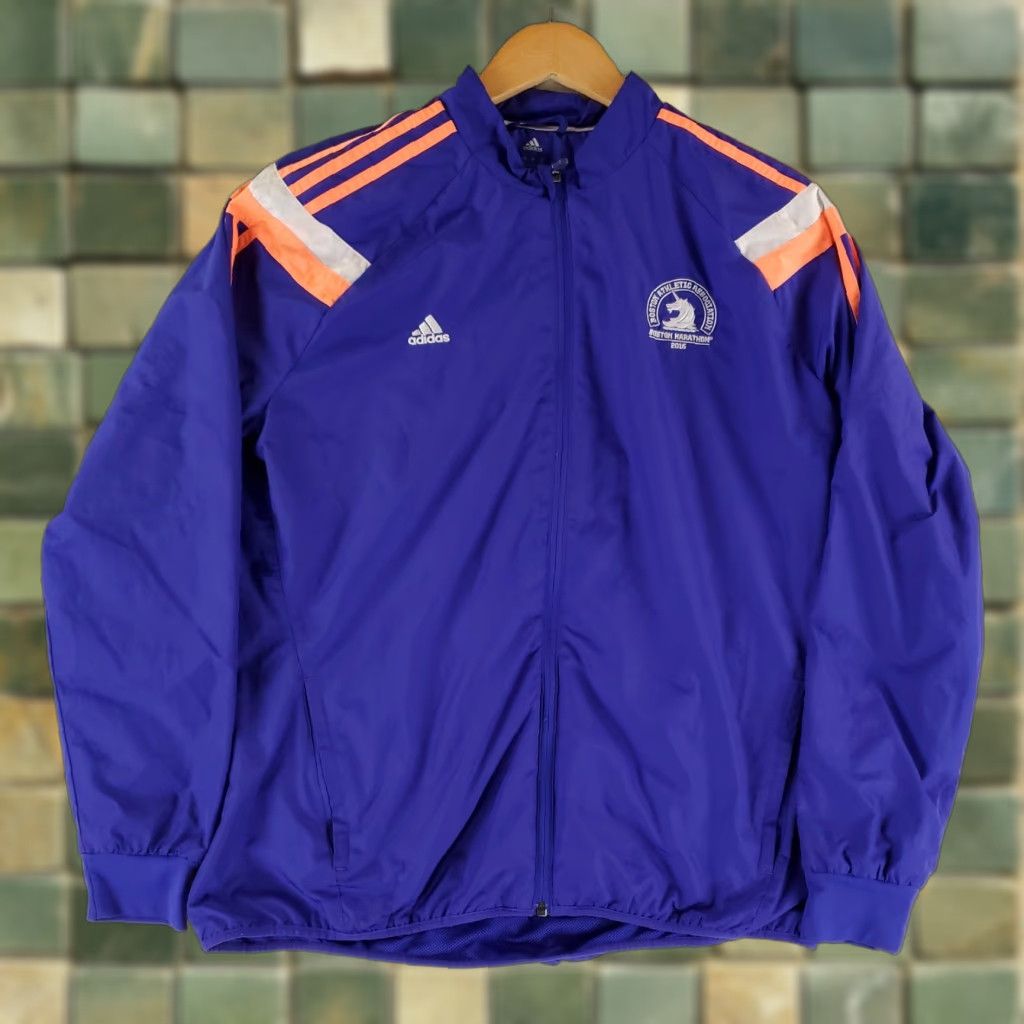 Adidas Adidas Jacket Windbreaker Full Zip Boston Marathon 2015 Blue Pink Striped Mens XL Size US XL / EU 56 / 4 - 1 Thumbnail
