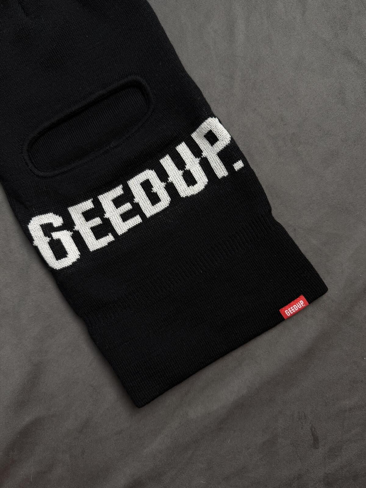 Japanese Brand Y2k Drill Geedup Logo Balaclava Black Ski Mask Size ONE SIZE - 2 Thumbnail