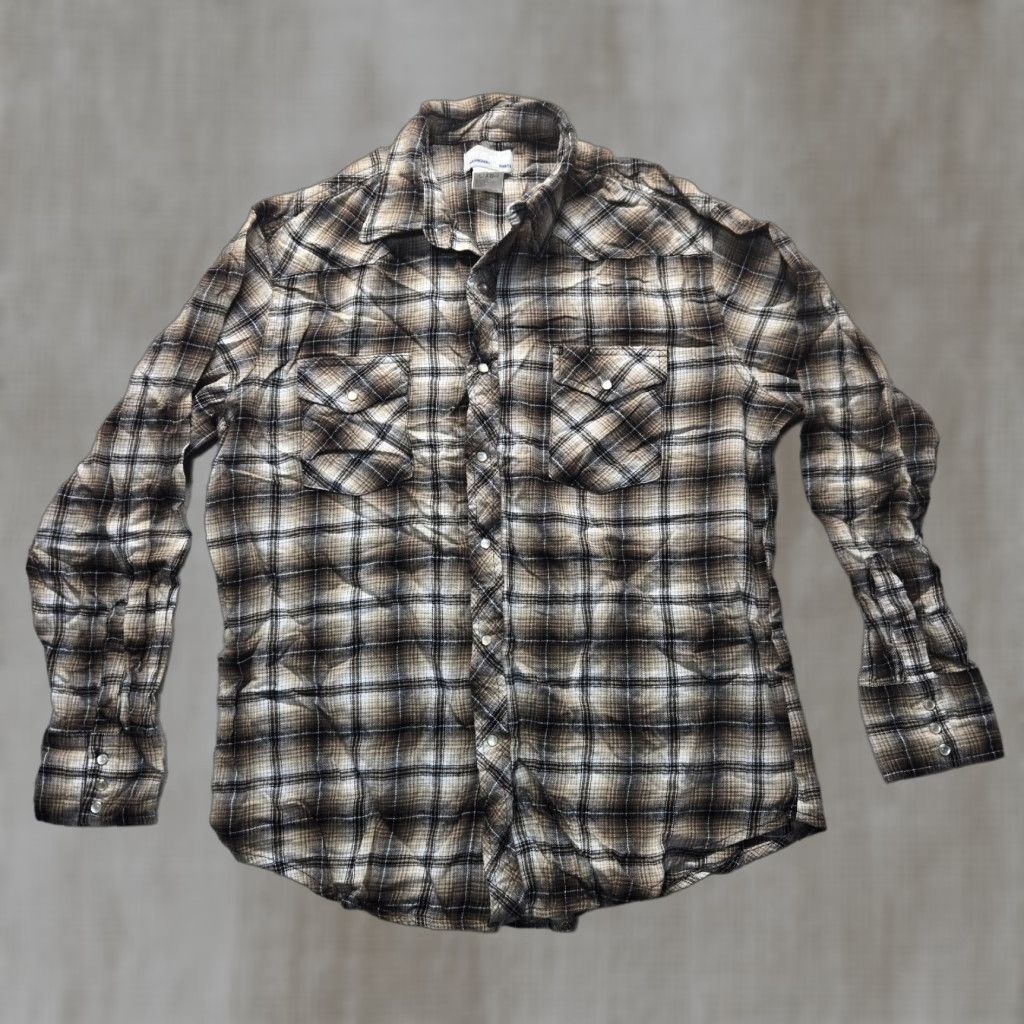 Wrangler VINTAGE Wrangler Wrancher Western Shirt Brown Plaid Pearl Snaps Adult Men's XL Size US XL / EU 56 / 4 - 1 Thumbnail