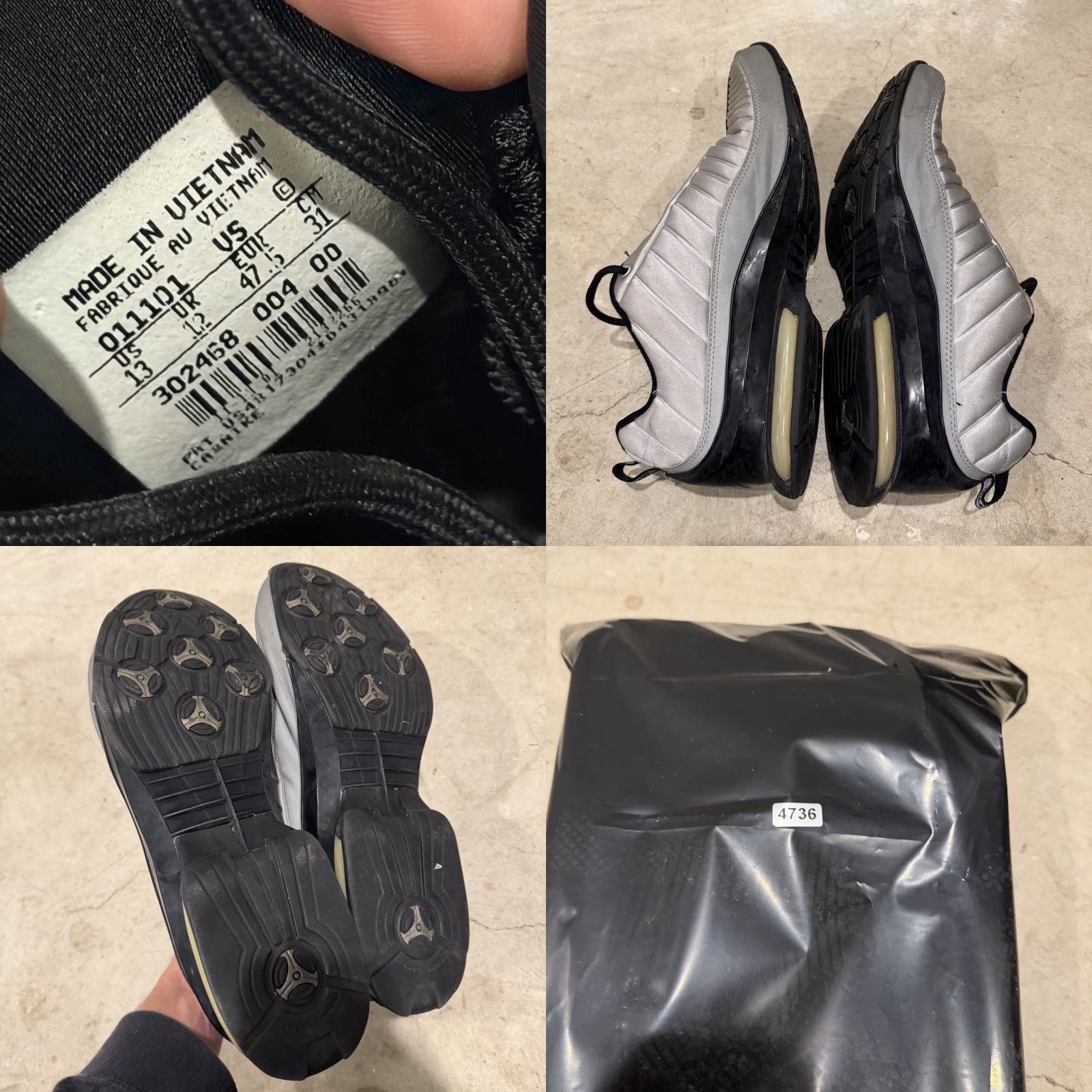 Nike VINTAGE Nike Air Mens 13 Metallic Silver 302468-004 Sneaker Distressed Fair Womens Mens Boys Size US 13 / EU 46 - 8 Thumbnail
