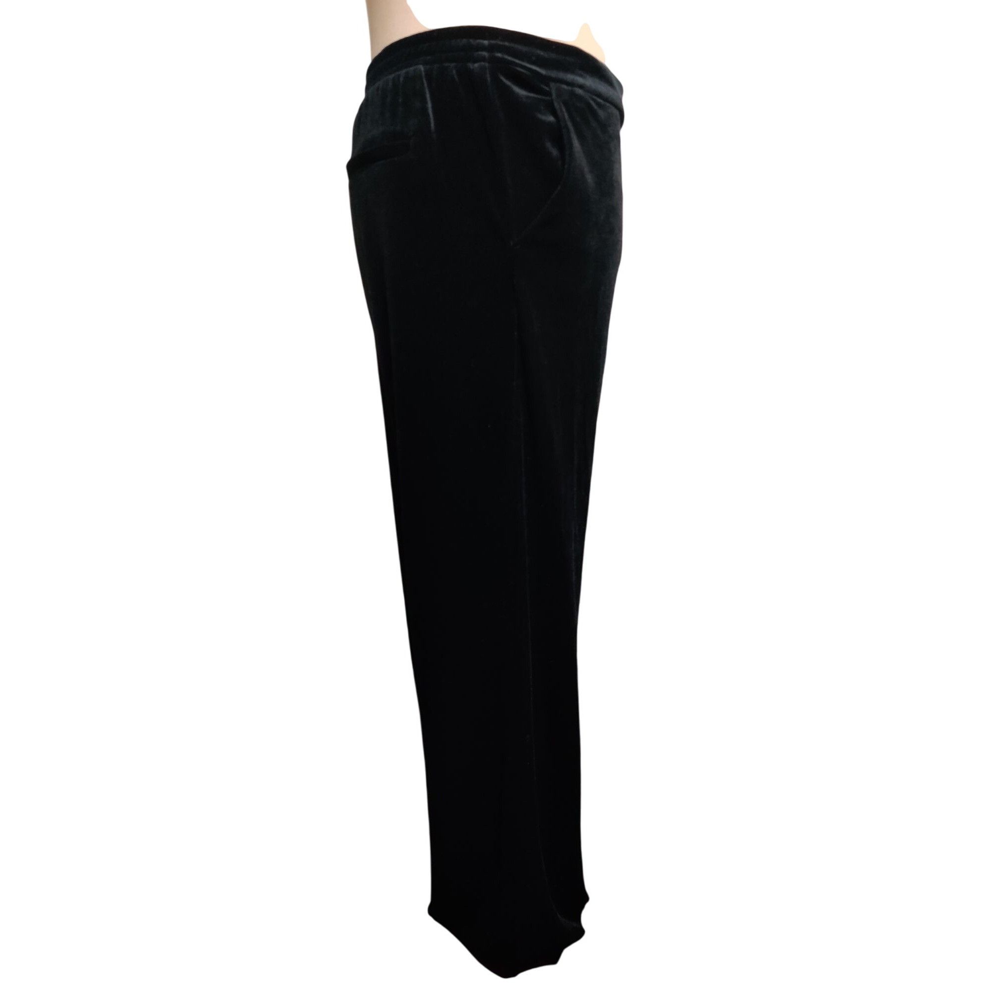 Other Time and Tru Pants Womens L Black Velour Lounge Pull On Wide Size 34" / US 12 / IT 48 - 4 Thumbnail
