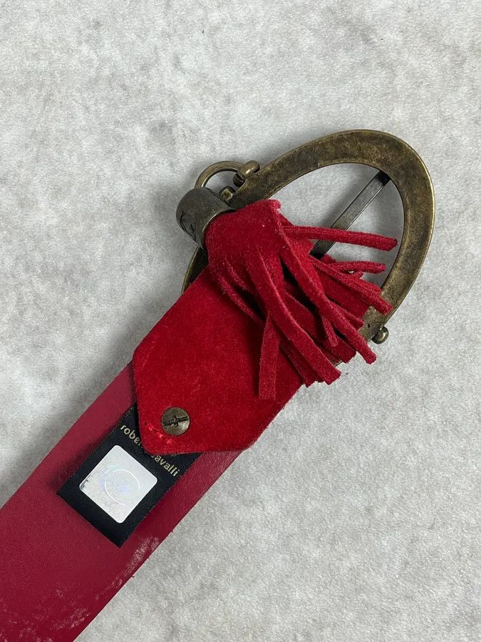 Just Cavalli 2000s Cavalli Suede Red Leather Belt Size ONE SIZE - 6 Thumbnail