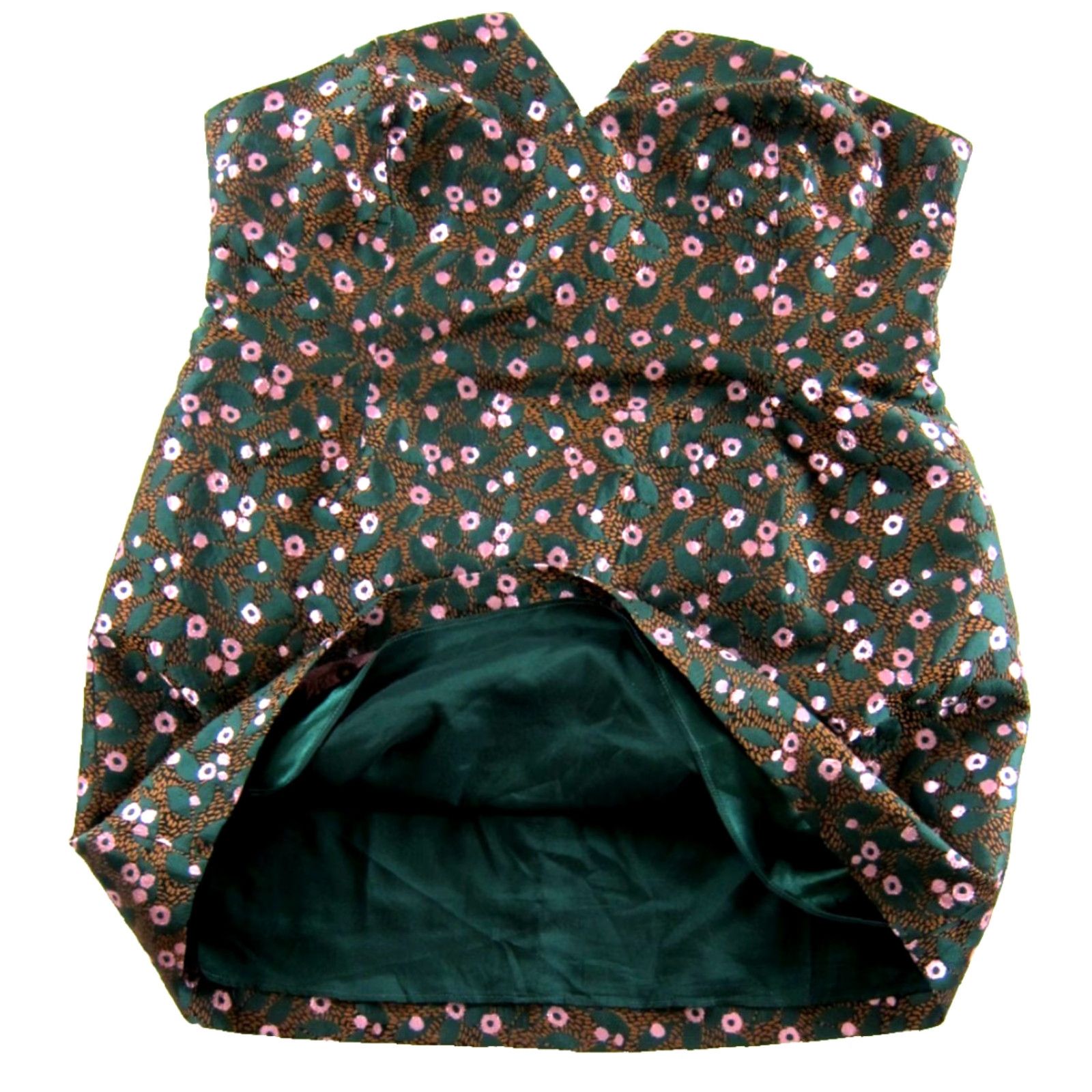 Anthropologie Eva Franco Anthropologie Green Pink Floral Sweetheart Bustier Strapless Dress 22W Size 3XL / US 20-22 - 6 Thumbnail