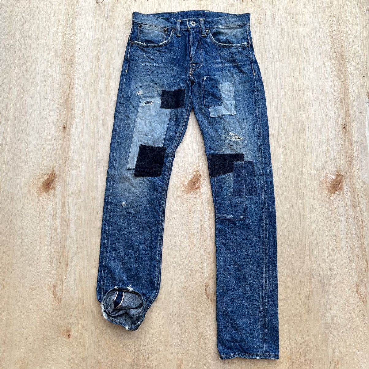 Mr. Olive Mr. OLIVE SELVEDGE DENIM PATCHWORK DISTRESSED JAPANESE BRAND Size US 29 - 1 Thumbnail