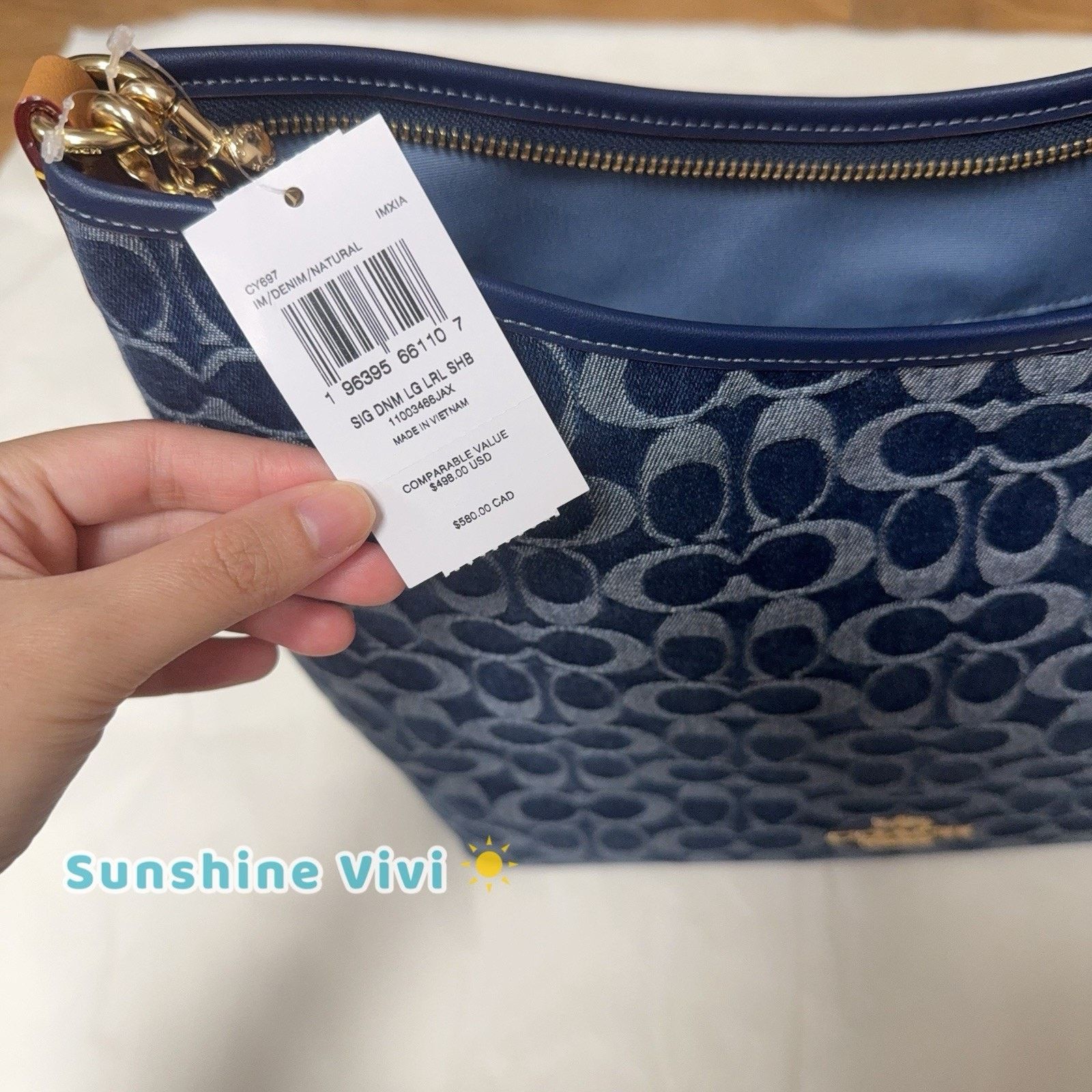 Coach NWT Coach Large Laurel Shoulder Bag Signature Denim CY697 Size ONE SIZE - 7 Thumbnail